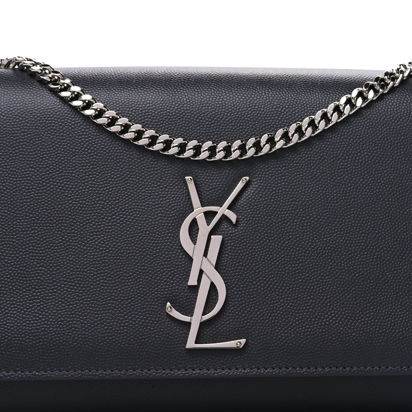 Saint Laurent Grain De Poudre Medium Classic Monogram Kate Satchel Fog