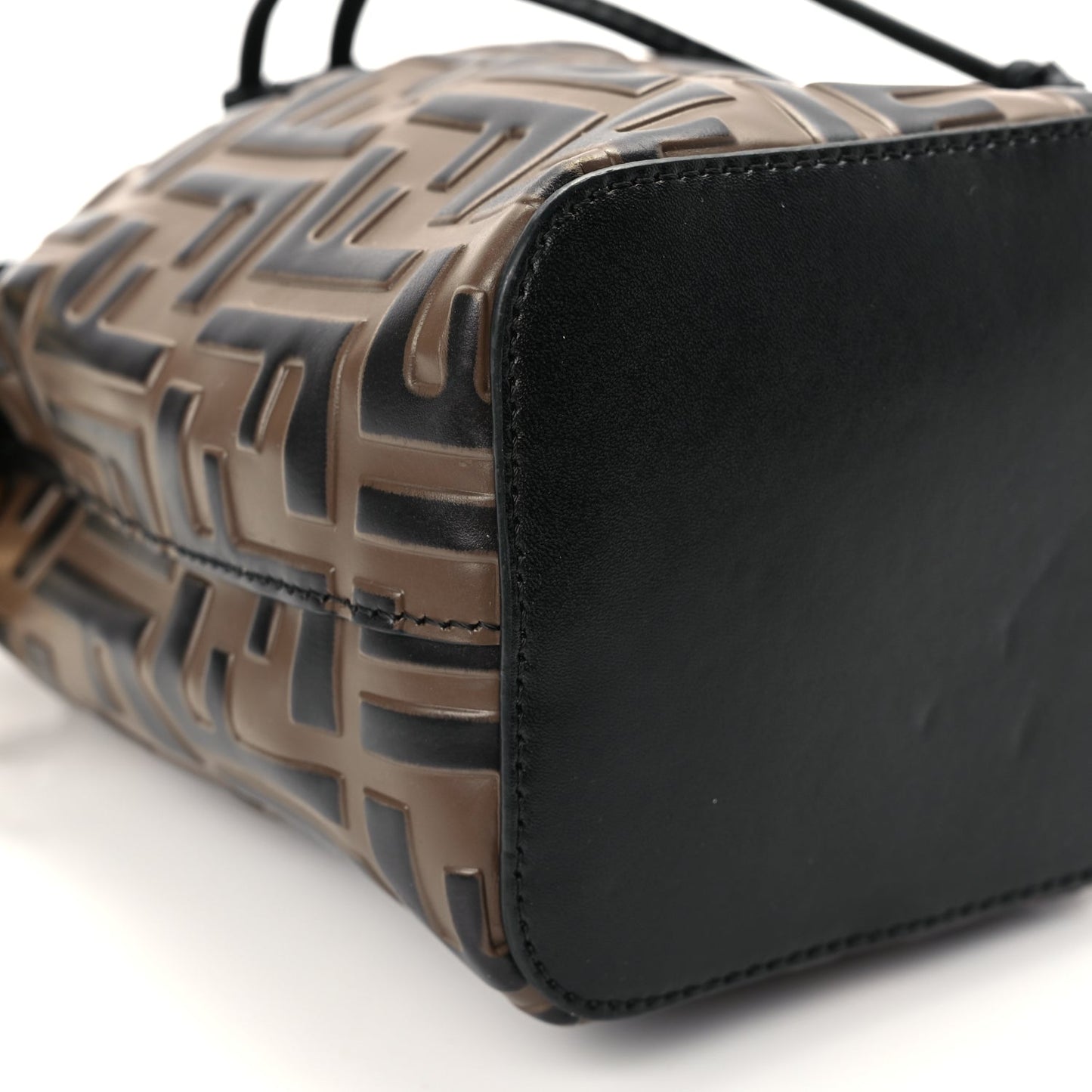 Fendi Vitello Liberty F is Fendi Bi-Color FF 1974 Embossed Mini Mon Tresor Bucket Bag Maya Black Maya