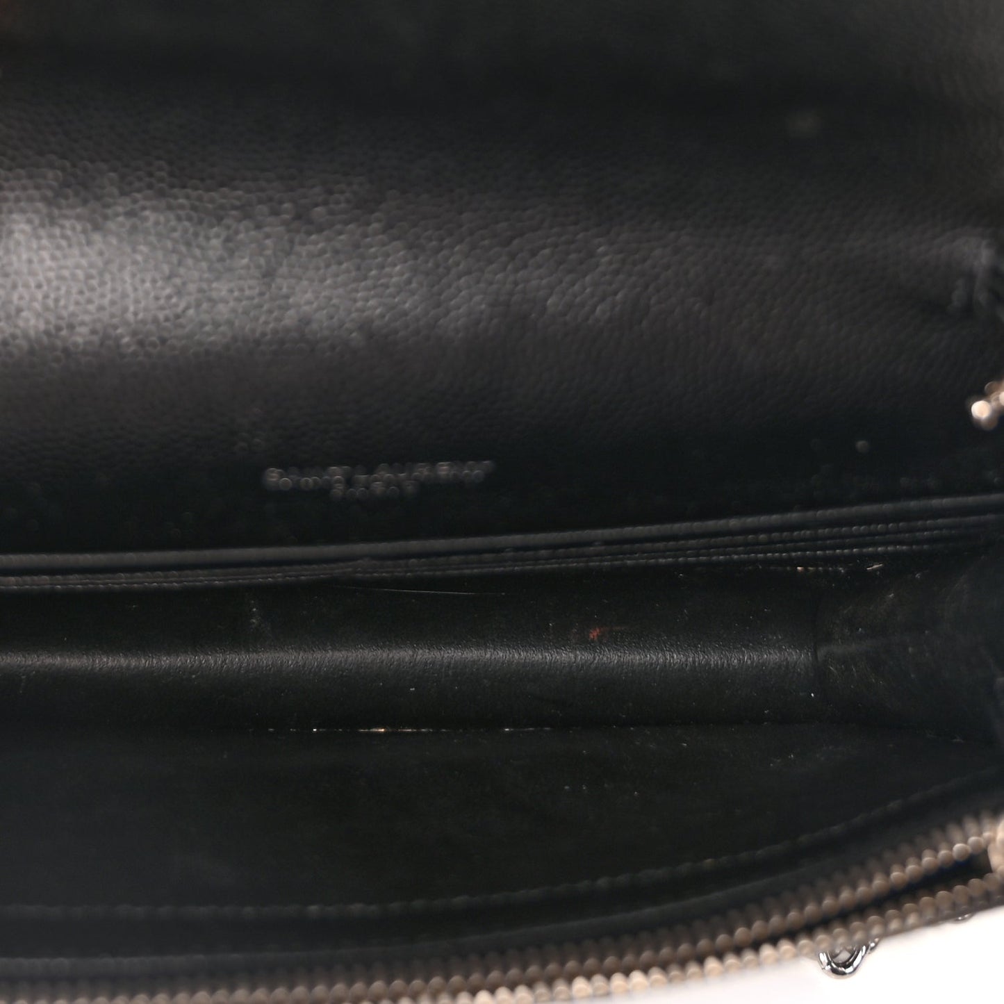 Saint Laurent Grain De Poudre Matelasse Chevron Monogram Envelope Chain Wallet Black
