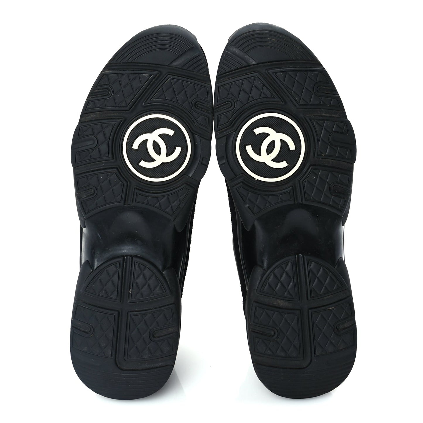 Chanel Toile Suede Calfskin CC Mens Sneakers 41  Black