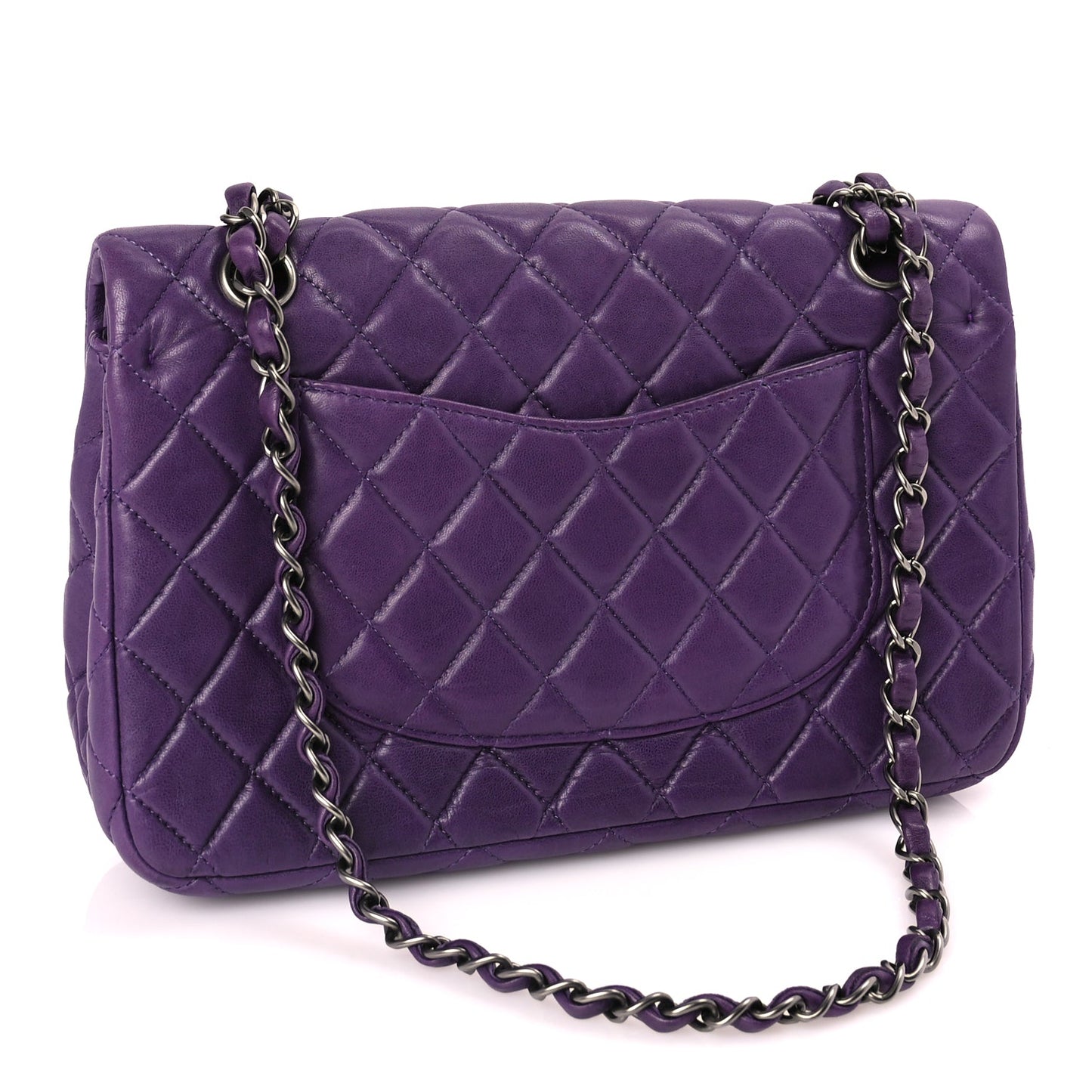 Chanel Lambskin Quilted Medium Double Flap Purple