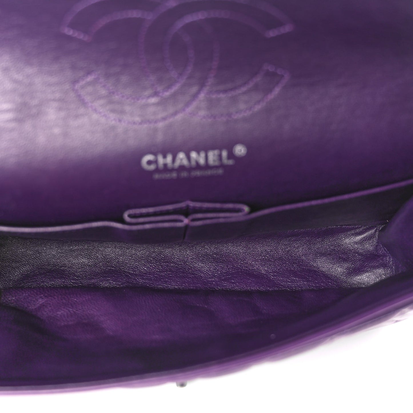 Chanel Lambskin Quilted Medium Double Flap Purple