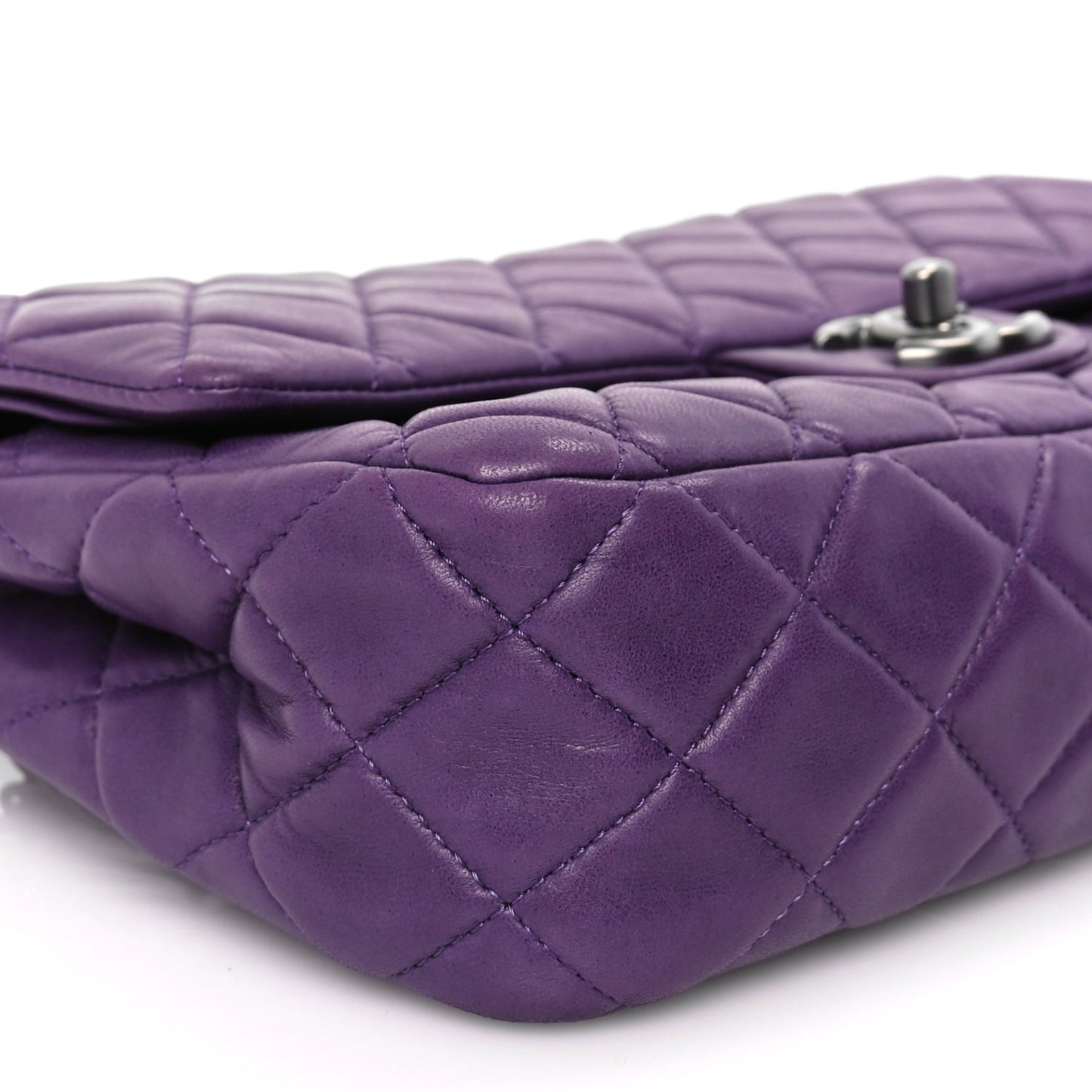 Chanel Lambskin Quilted Medium Double Flap Purple