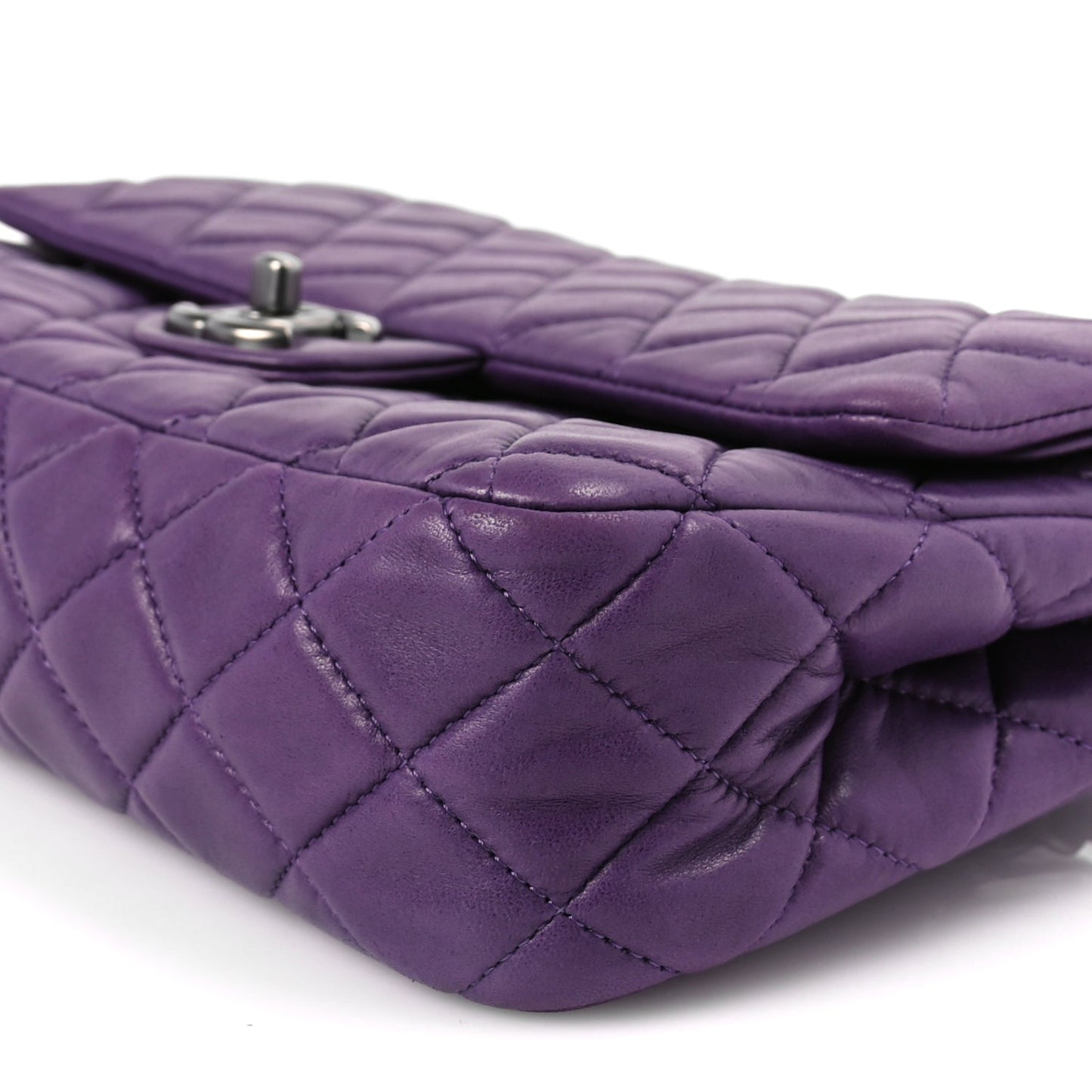 Chanel Lambskin Quilted Medium Double Flap Purple