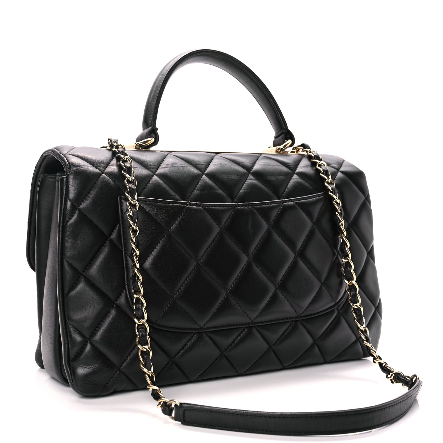 Chanel Lambskin Quilted Medium Trendy CC Flap Dual Handle Bag Black