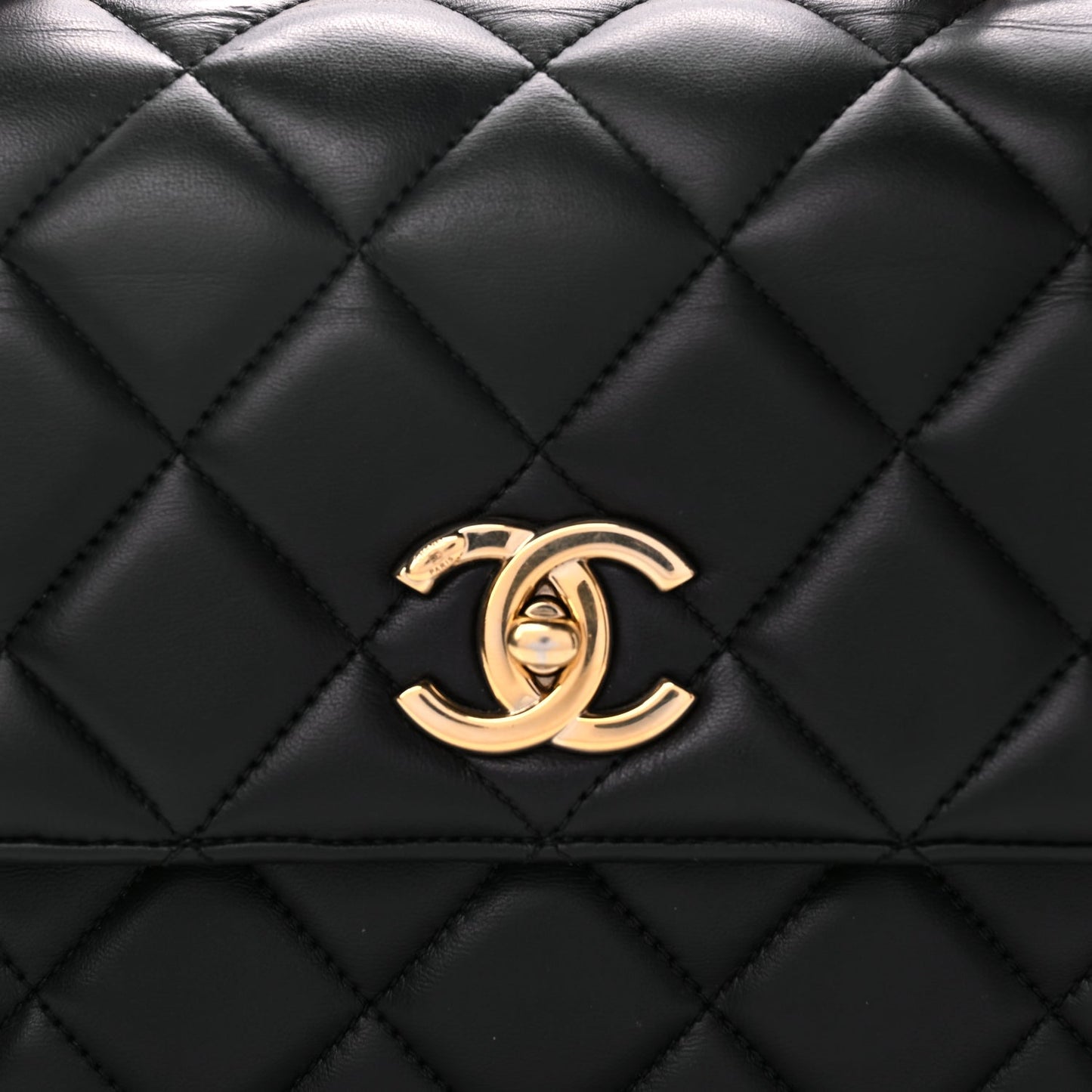 Chanel Lambskin Quilted Medium Trendy CC Flap Dual Handle Bag Black