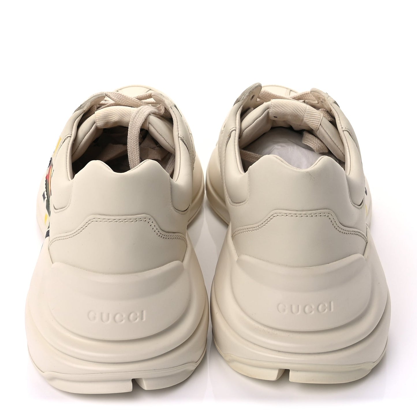 Gucci Calfskin Interlocking G Logo Mens Rhyton Sneakers 10  Ivory