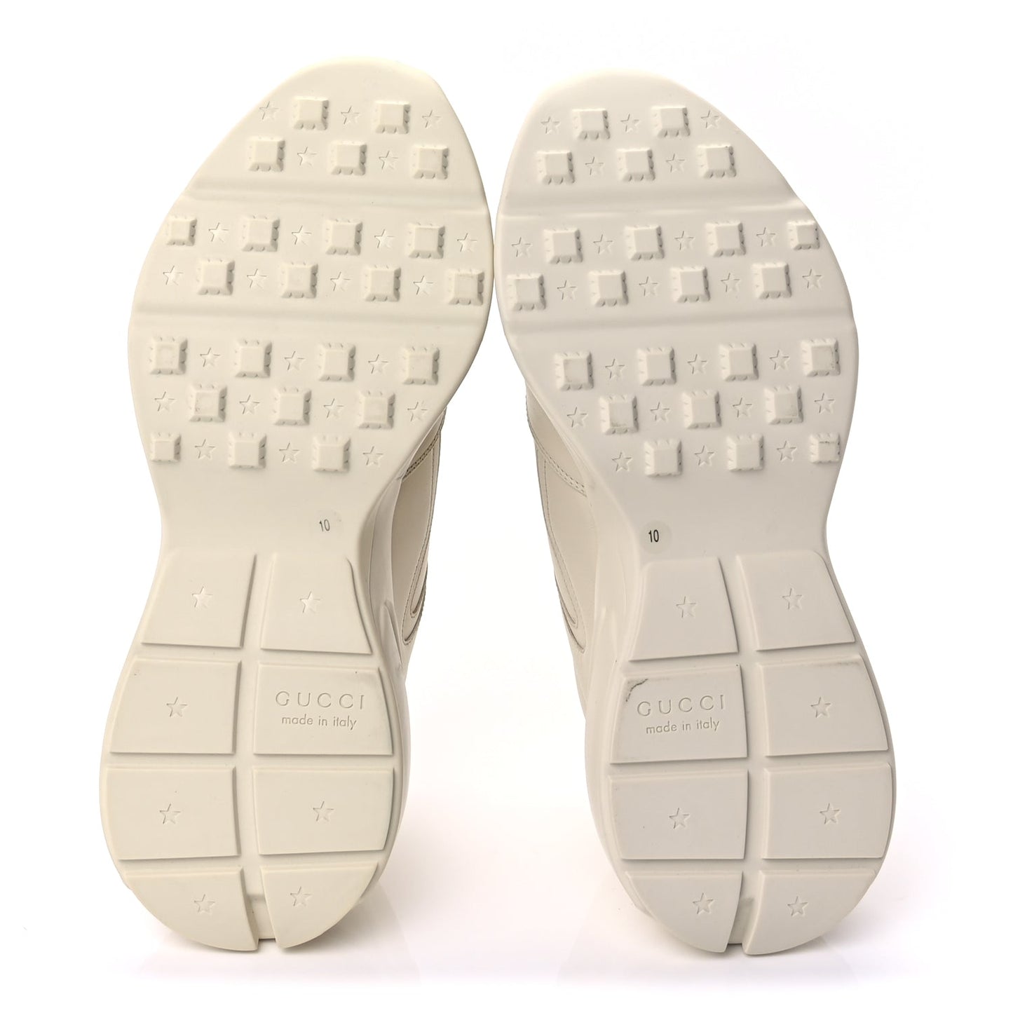 Gucci Calfskin Interlocking G Logo Mens Rhyton Sneakers 10  Ivory