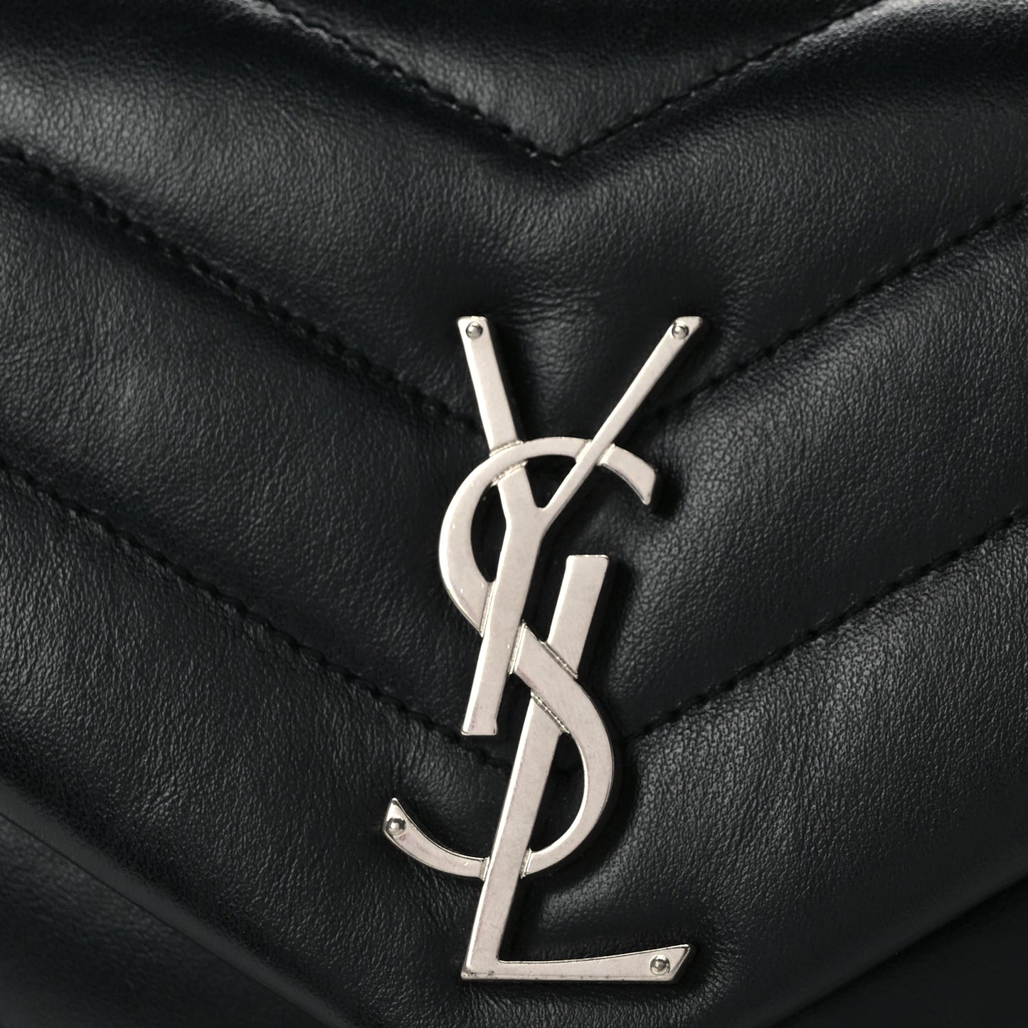 Saint Laurent Calfskin Y Quilted Monogram Small Loulou Chain Satchel Black