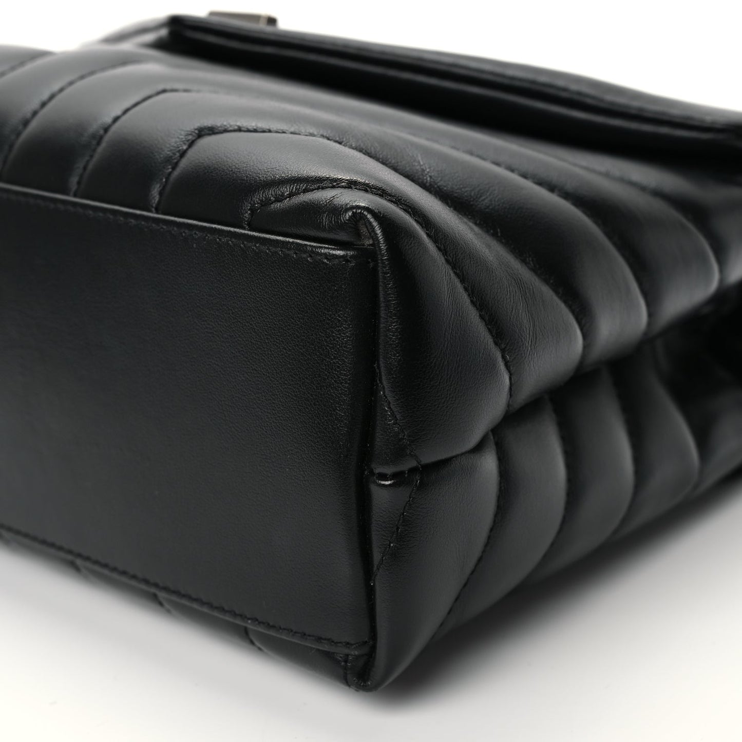 Saint Laurent Calfskin Y Quilted Monogram Small Loulou Chain Satchel Black
