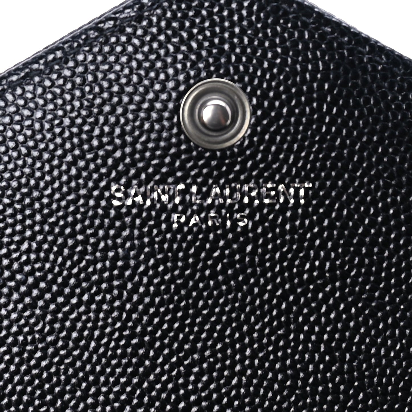 Saint Laurent Grain De Poudre Matelasse Chevron Monogram Monochrome Chain Wallet  Black