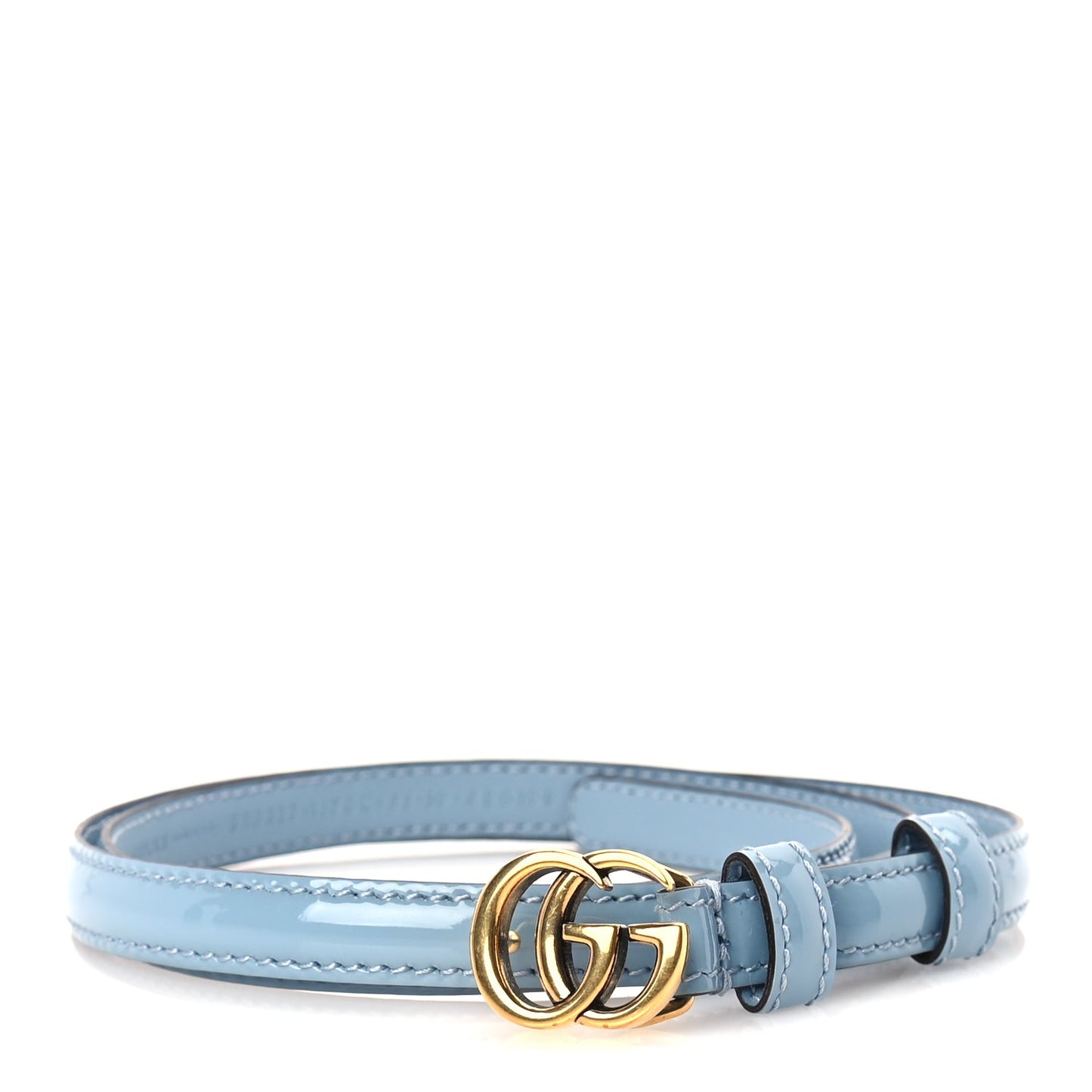 Gucci Patent Double G Thin Belt  85 34  Blue