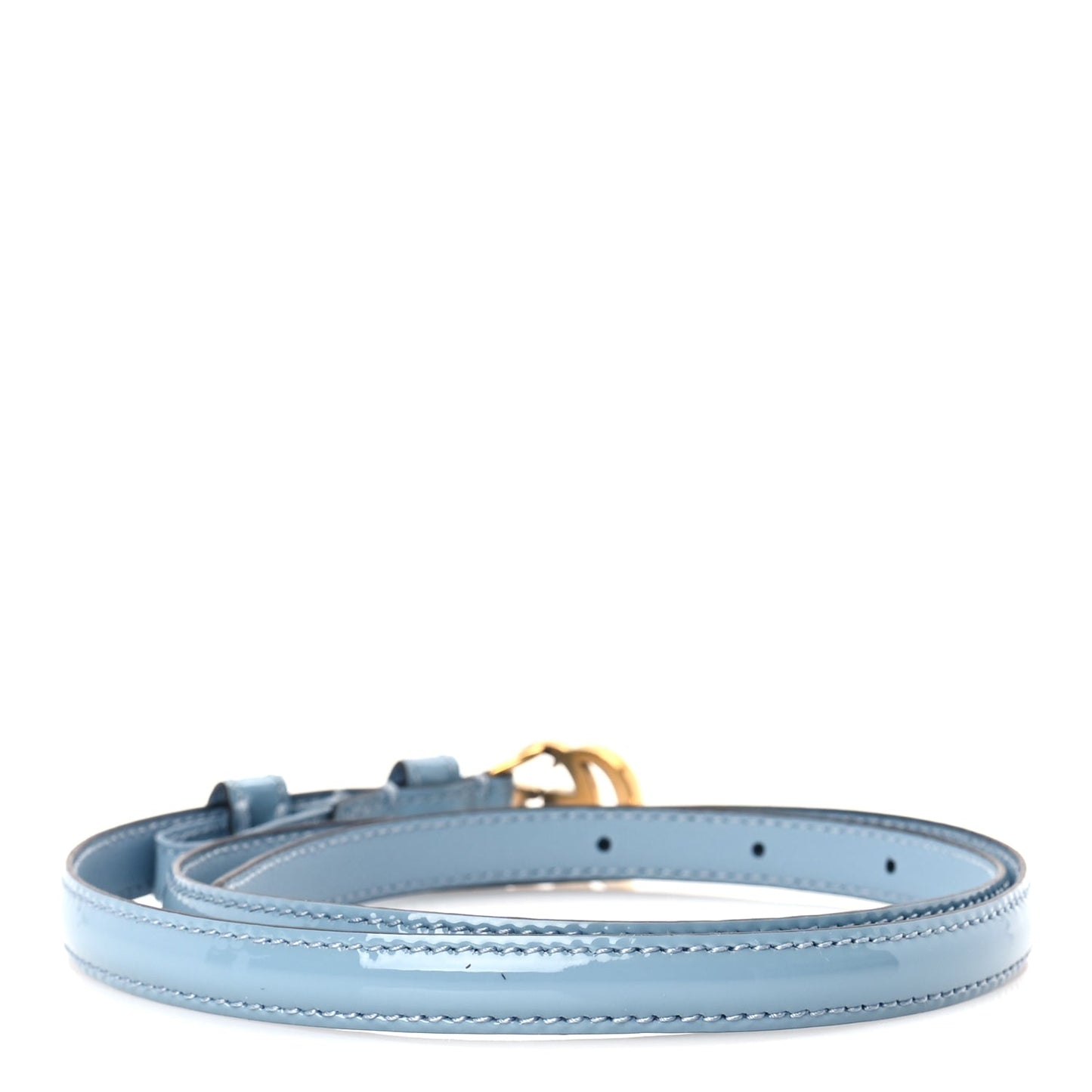 Gucci Patent Double G Thin Belt  85 34  Blue