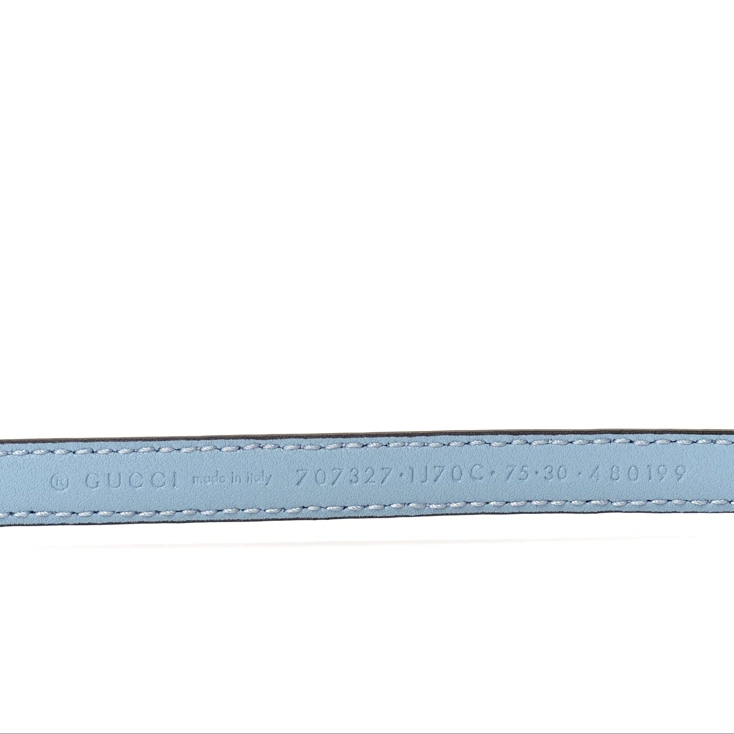 Gucci Patent Double G Thin Belt  85 34  Blue