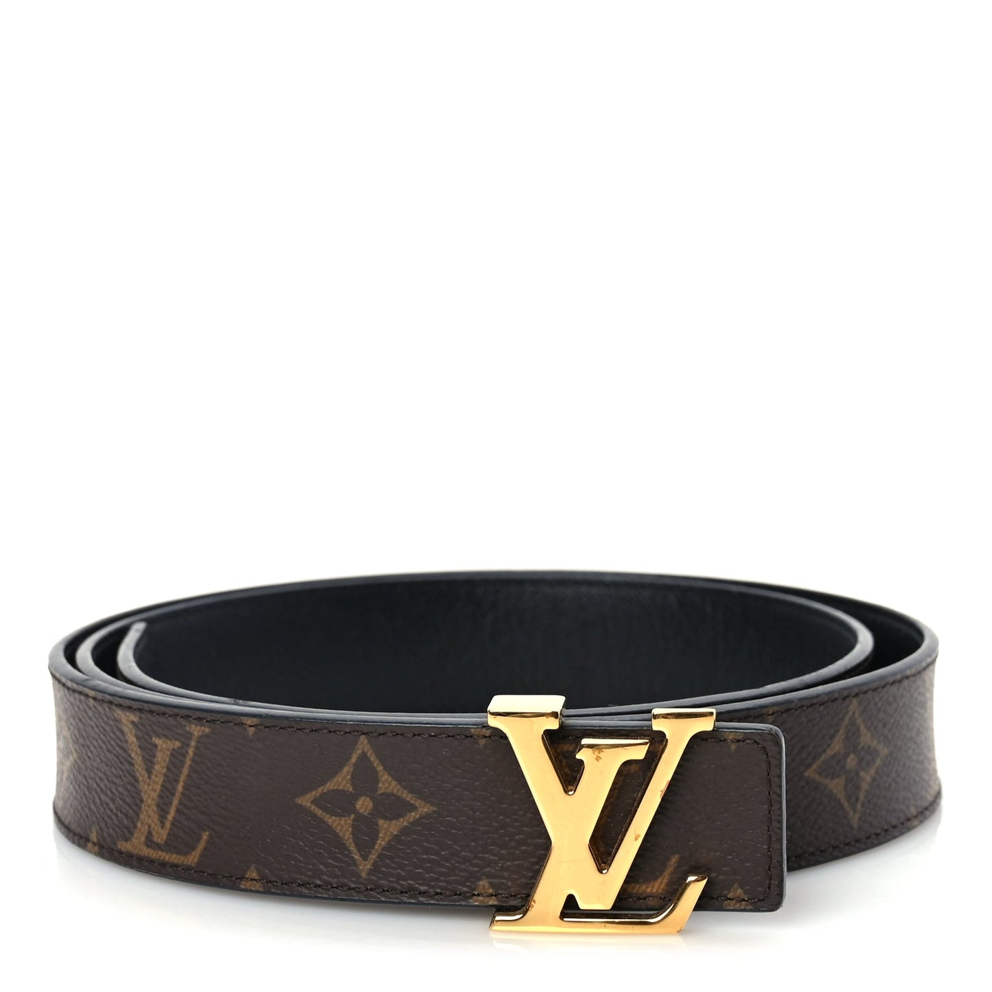 Louis Vuitton Calfskin Monogram 30mm LV Initiales Reversible Belt 95 38 Black