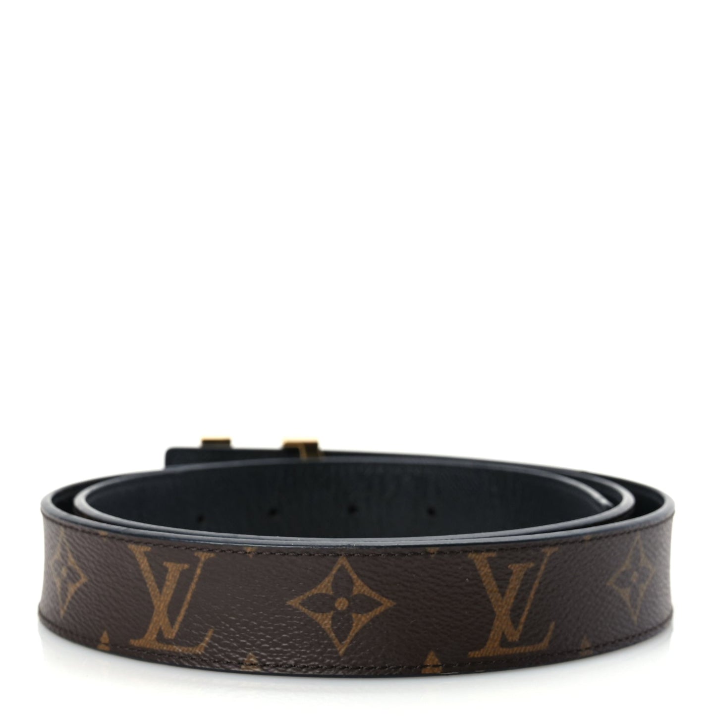 Louis Vuitton Calfskin Monogram 30mm LV Initiales Reversible Belt 95 38 Black