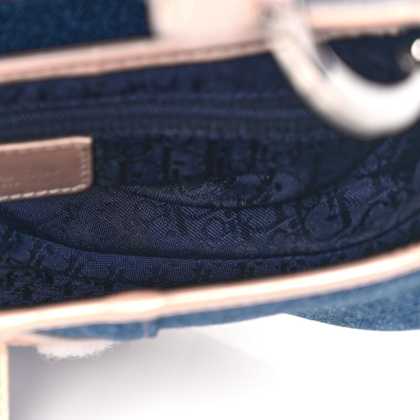 Christian Dior Patent Denim Jeans Saddle Bag Blue Pink