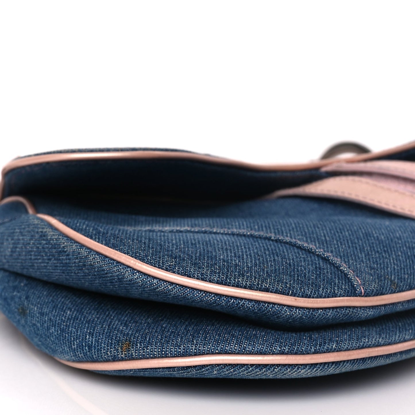 Christian Dior Patent Denim Jeans Saddle Bag Blue Pink