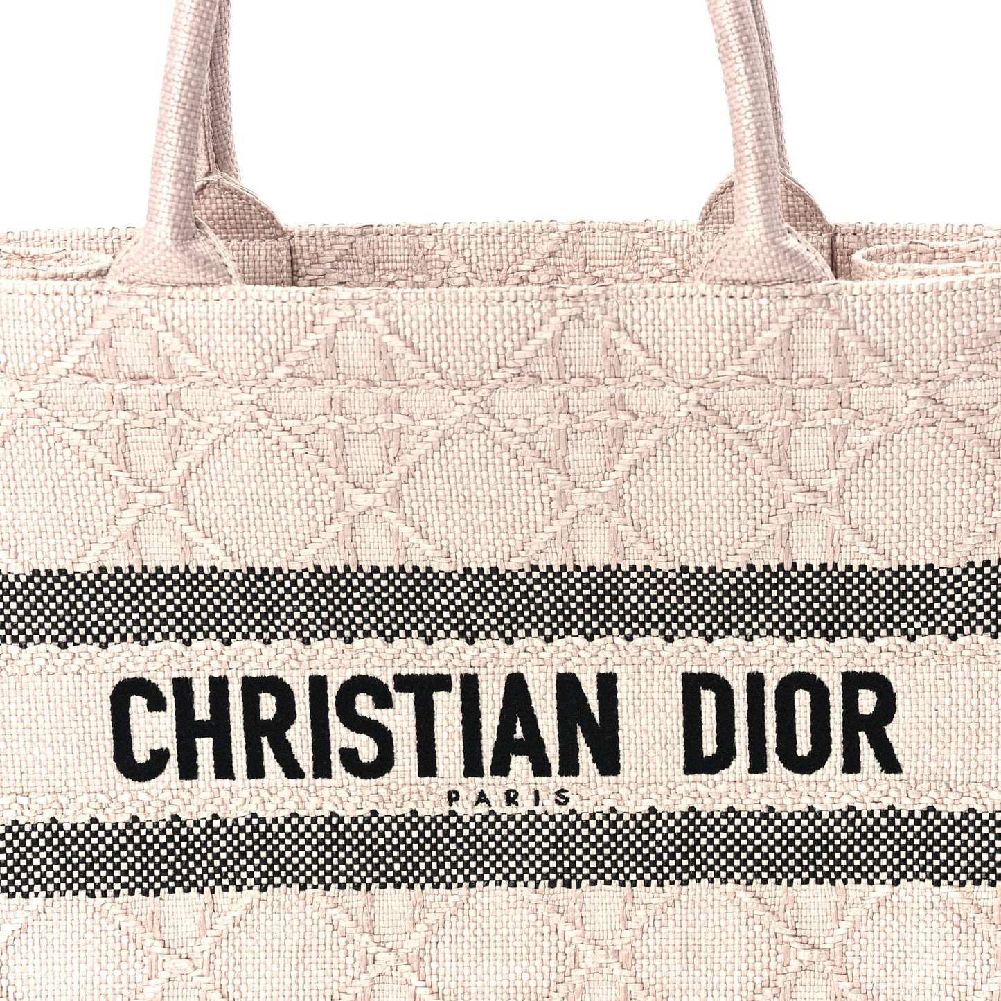 Christian Dior Raffia Cannage Medium Book Tote Sakura Pink
