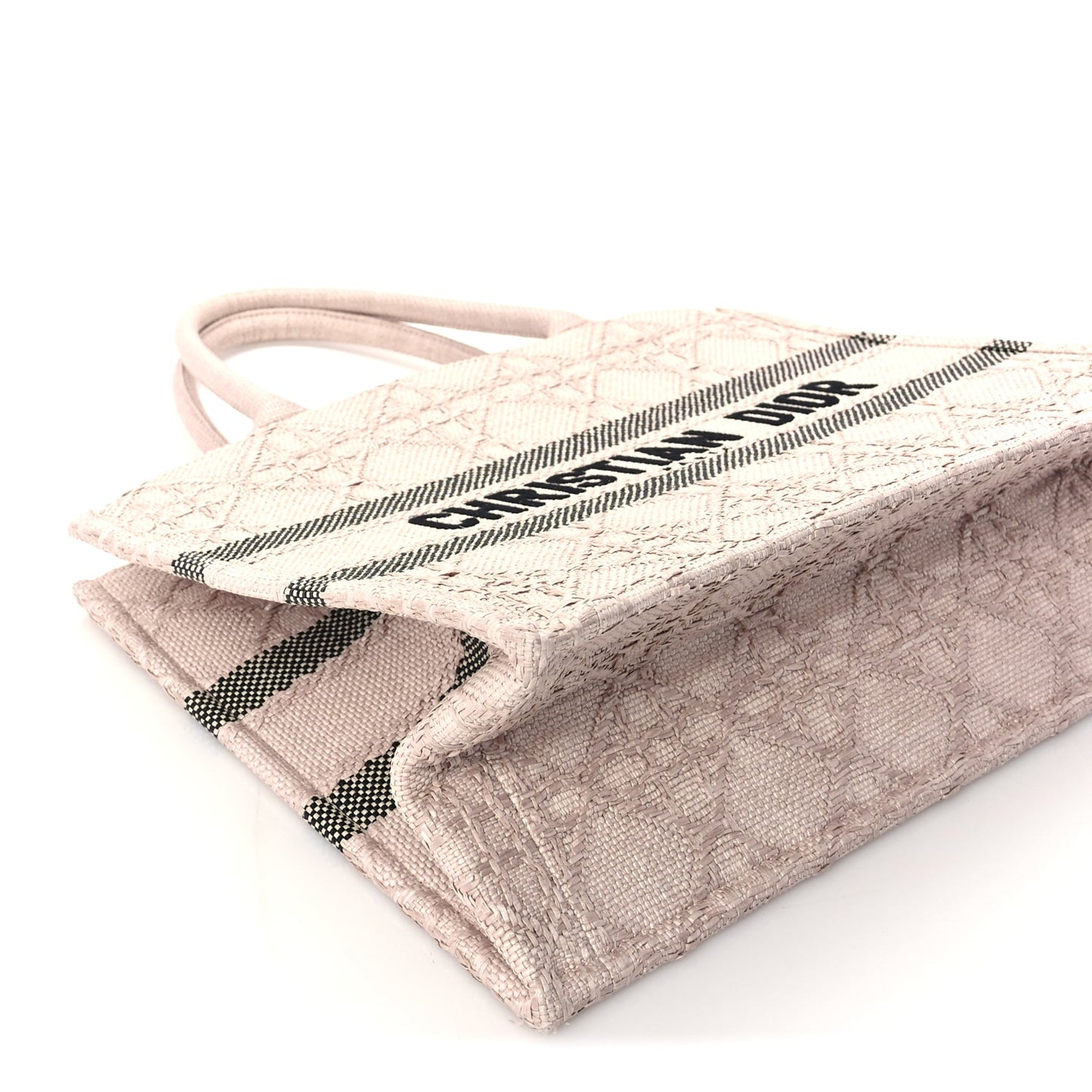 Christian Dior Raffia Cannage Medium Book Tote Sakura Pink