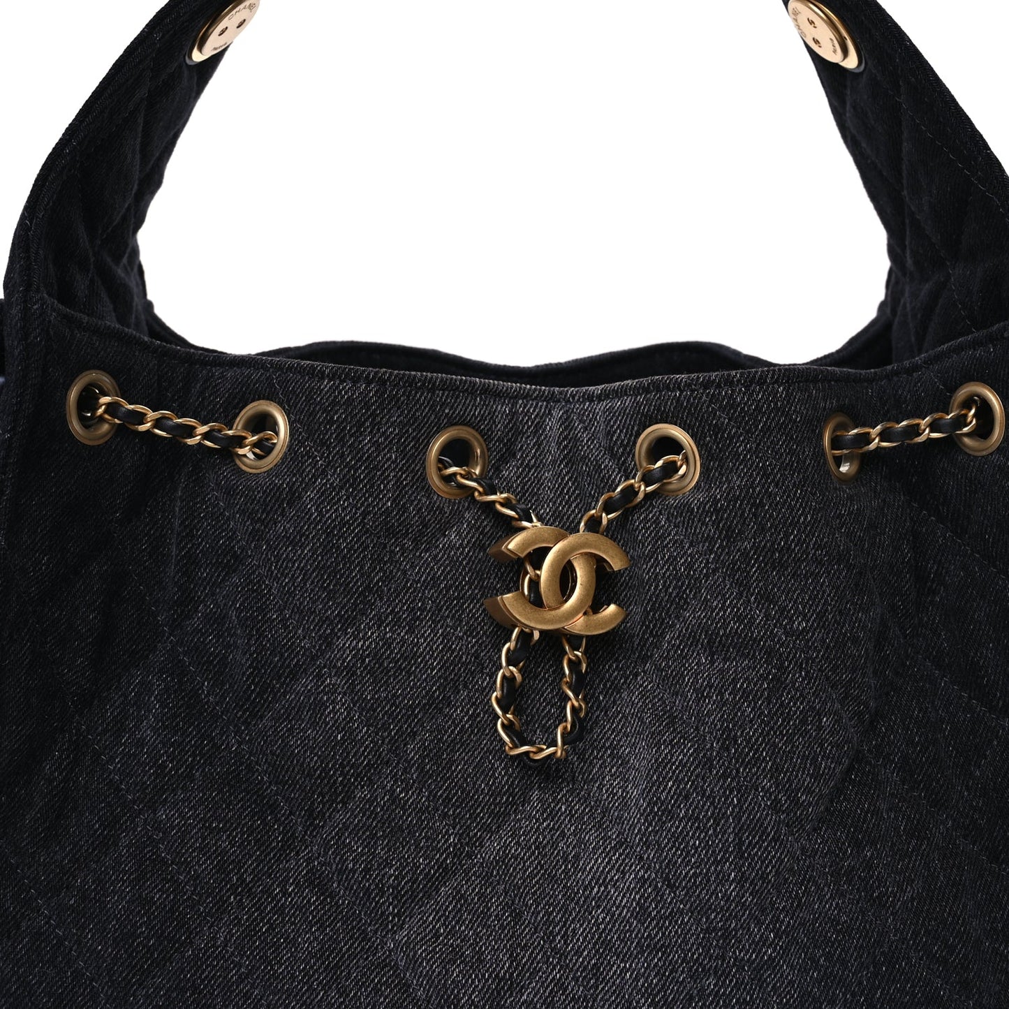 Chanel Washed Denim Quilted Small Chanel 25 Handbag  Black