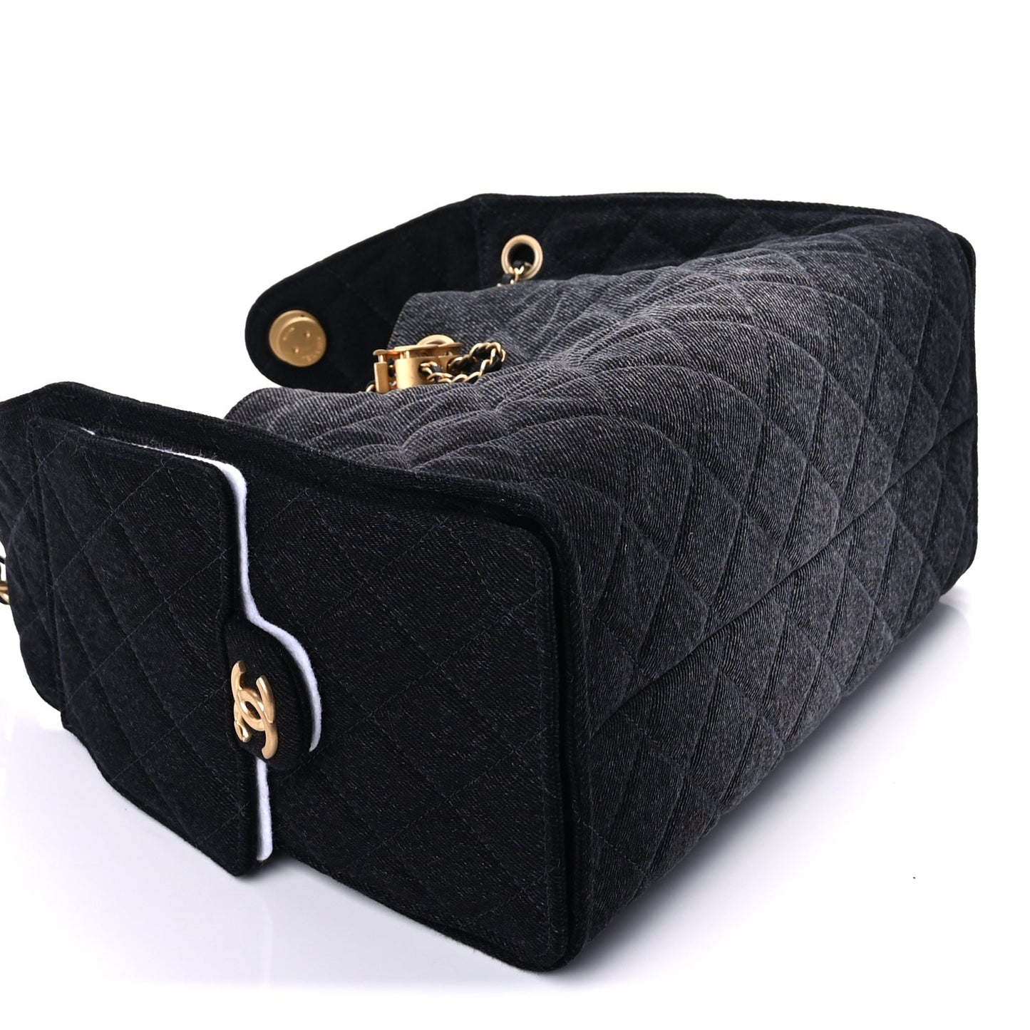 Chanel Washed Denim Quilted Small Chanel 25 Handbag  Black