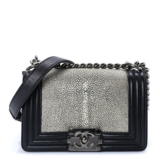 Chanel Galuchat Stingray Small Boy Flap Black