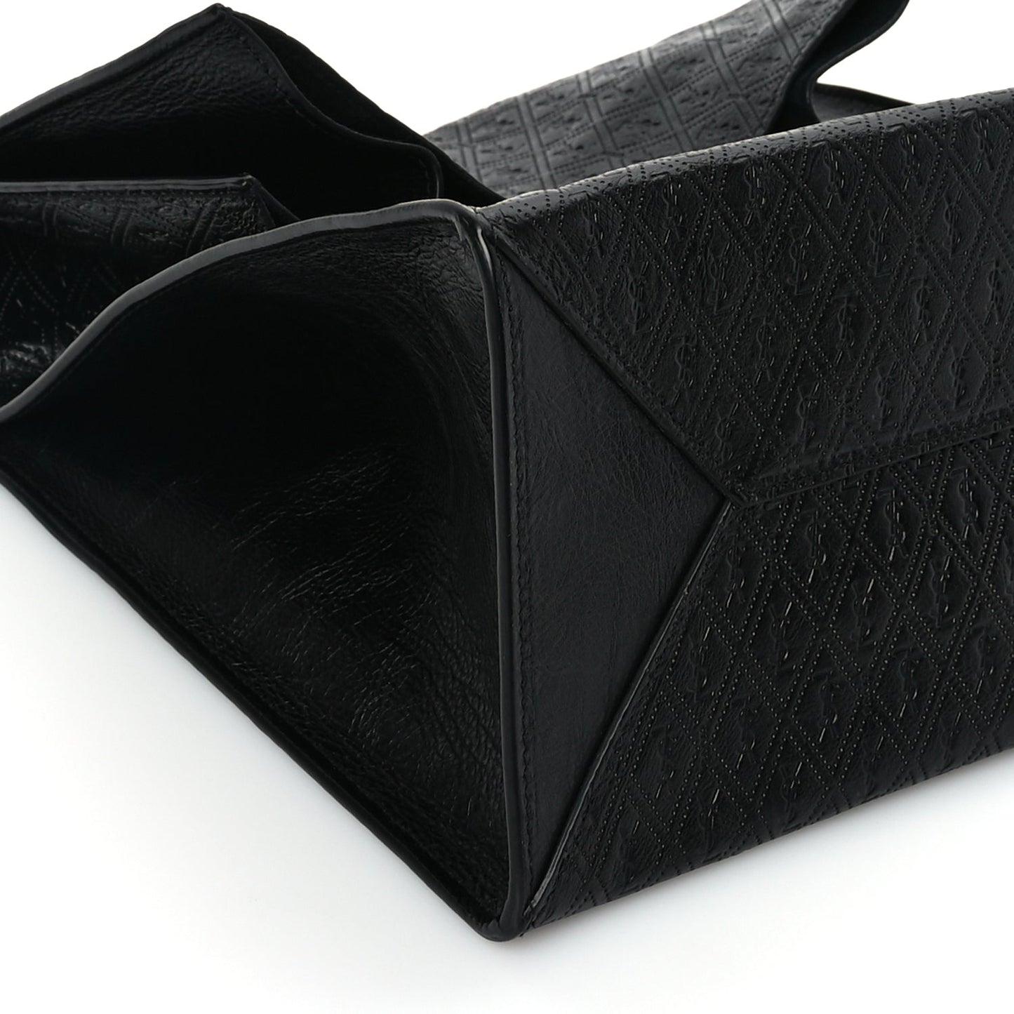 Saint Laurent Calfskin Monogram Deli Paper Bag Vintage Black