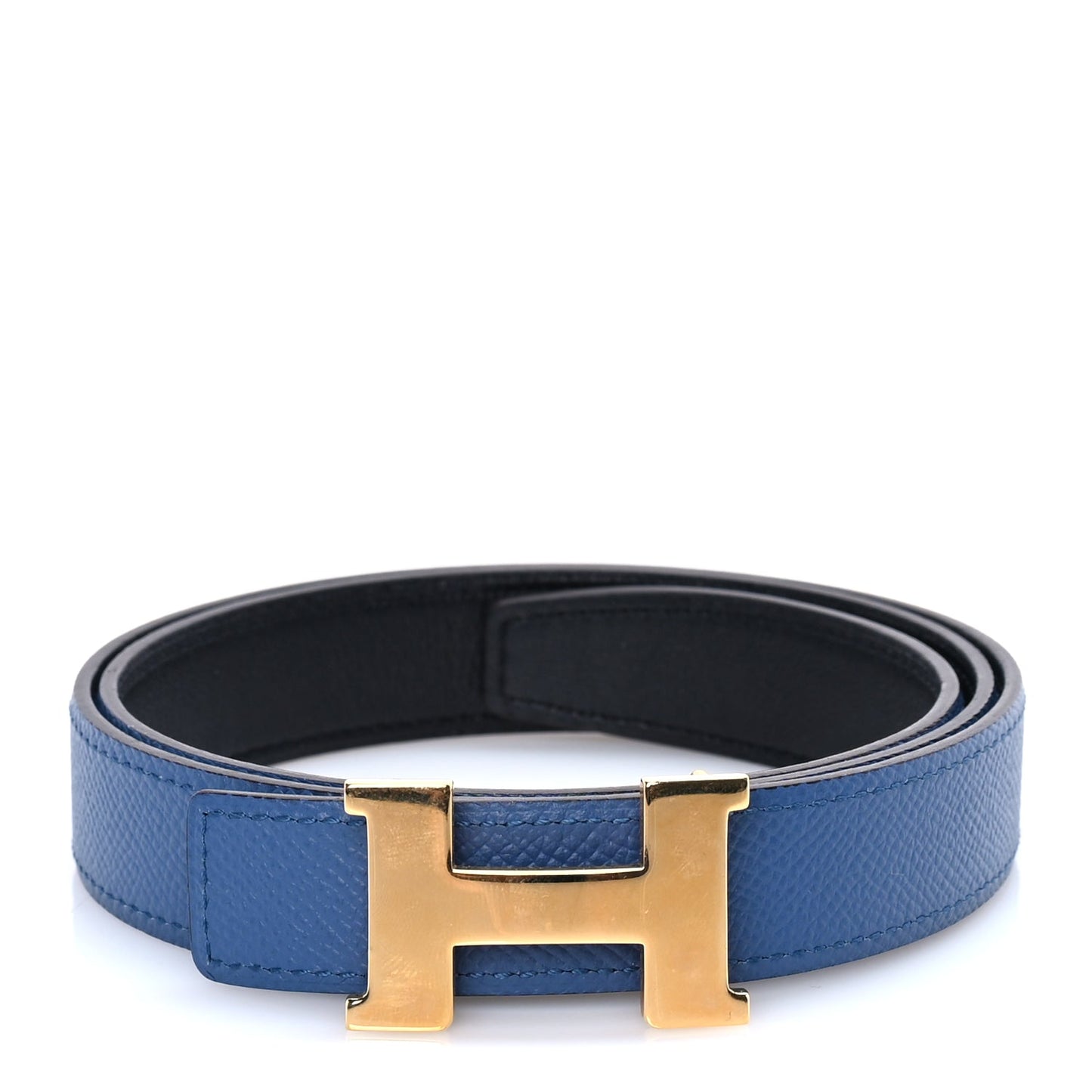 Hermes Swift Epsom 32mm H Belt 80  Deep Blue Black