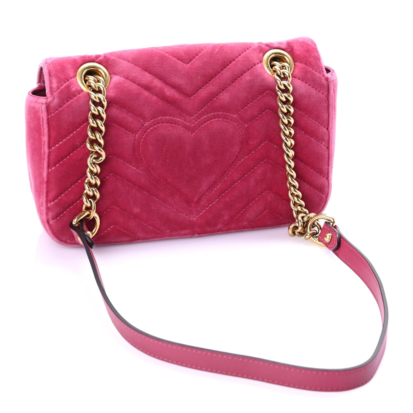 Gucci Velvet Matelasse Mini GG Marmont Shoulder Bag Light Raspberry Rose