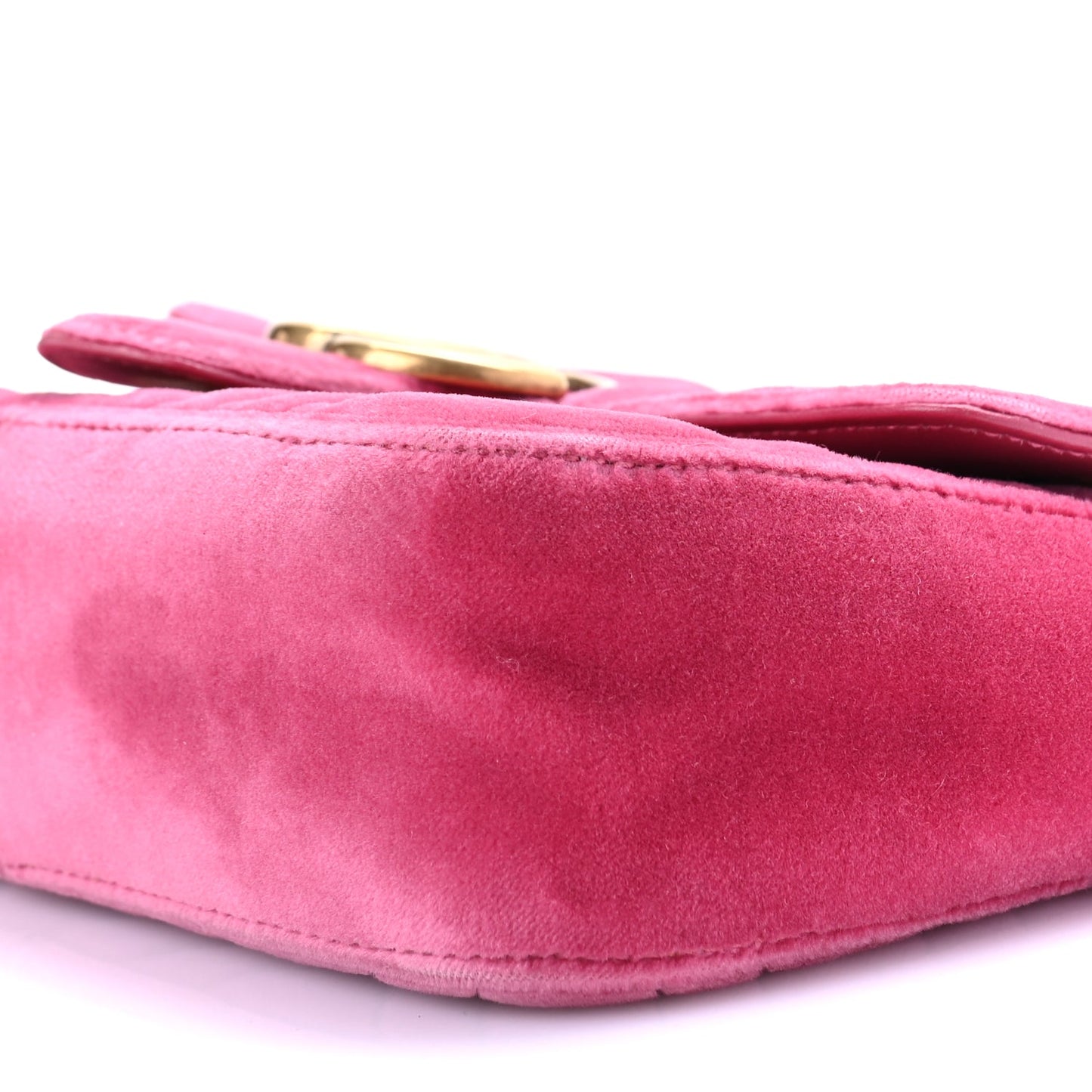 Gucci Velvet Matelasse Mini GG Marmont Shoulder Bag Light Raspberry Rose