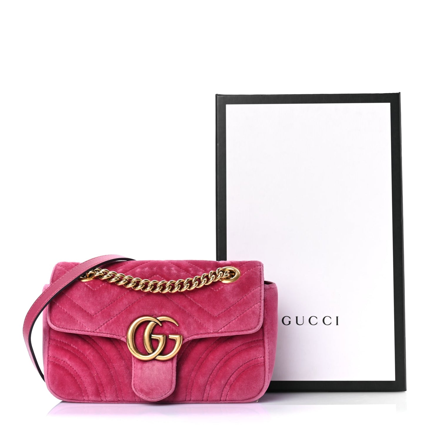 Gucci Velvet Matelasse Mini GG Marmont Shoulder Bag Light Raspberry Rose