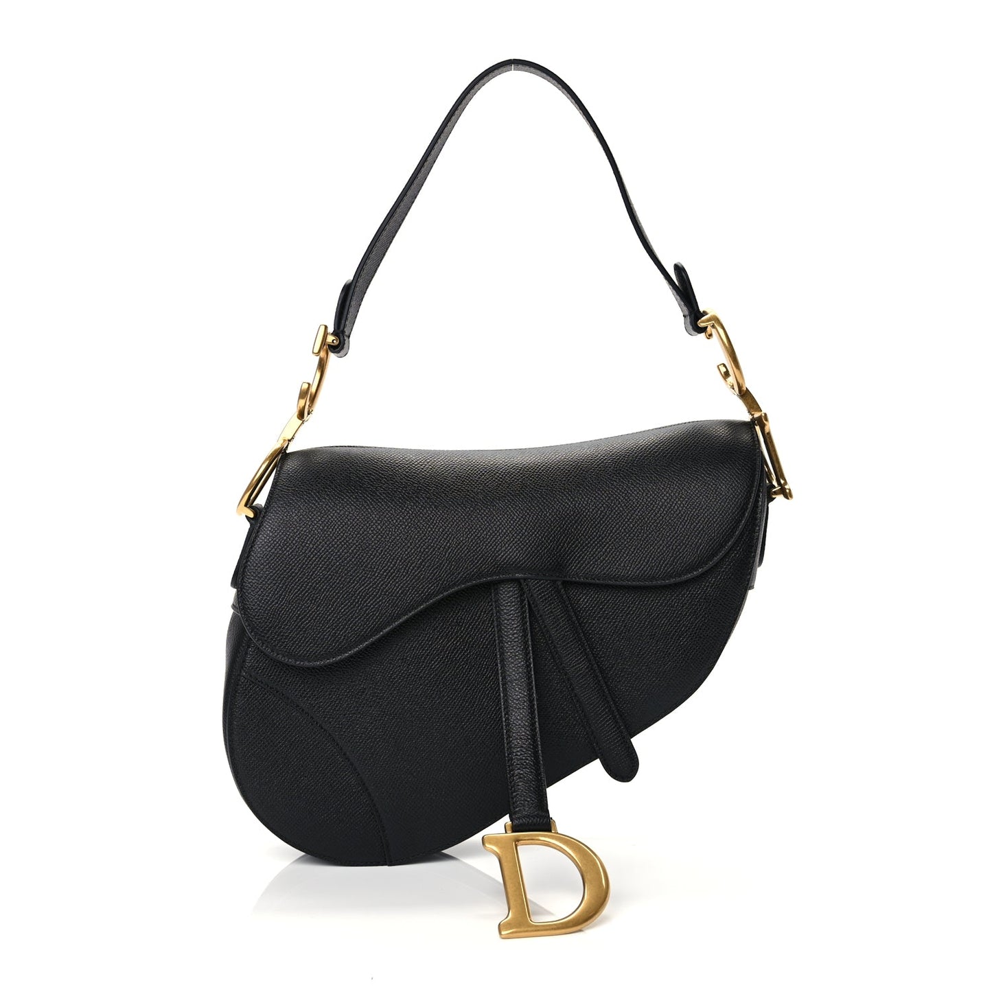 Christian Dior Grained Calfskin Saddle Bag Black (KLARNA)