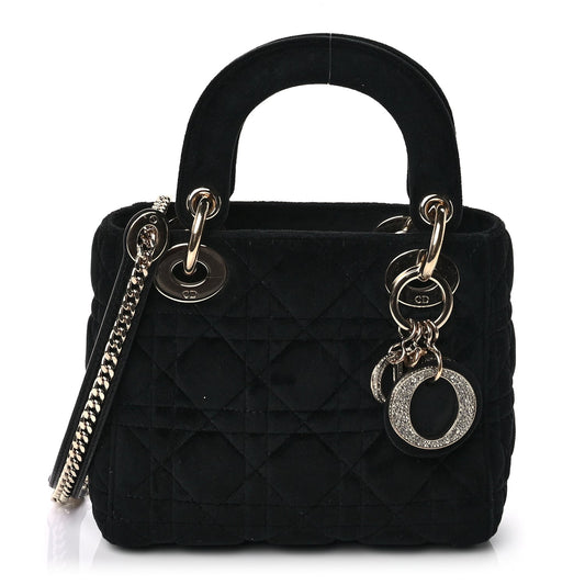 Christian Dior Velvet Mini Lady Dior Black