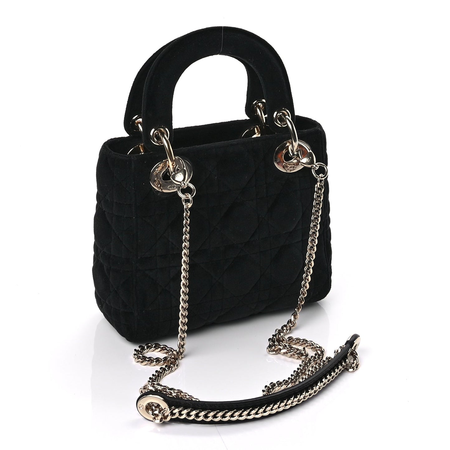 Christian Dior Velvet Mini Lady Dior Black