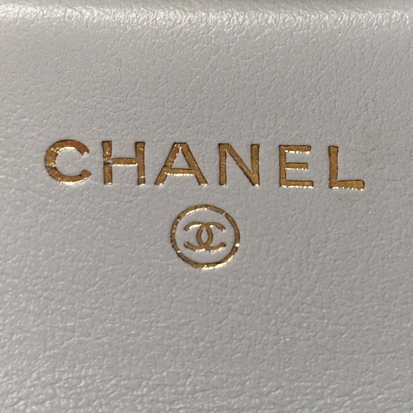 Chanel Calfskin Quilted Lady Handle Flap Card Holder With Chain  Grey