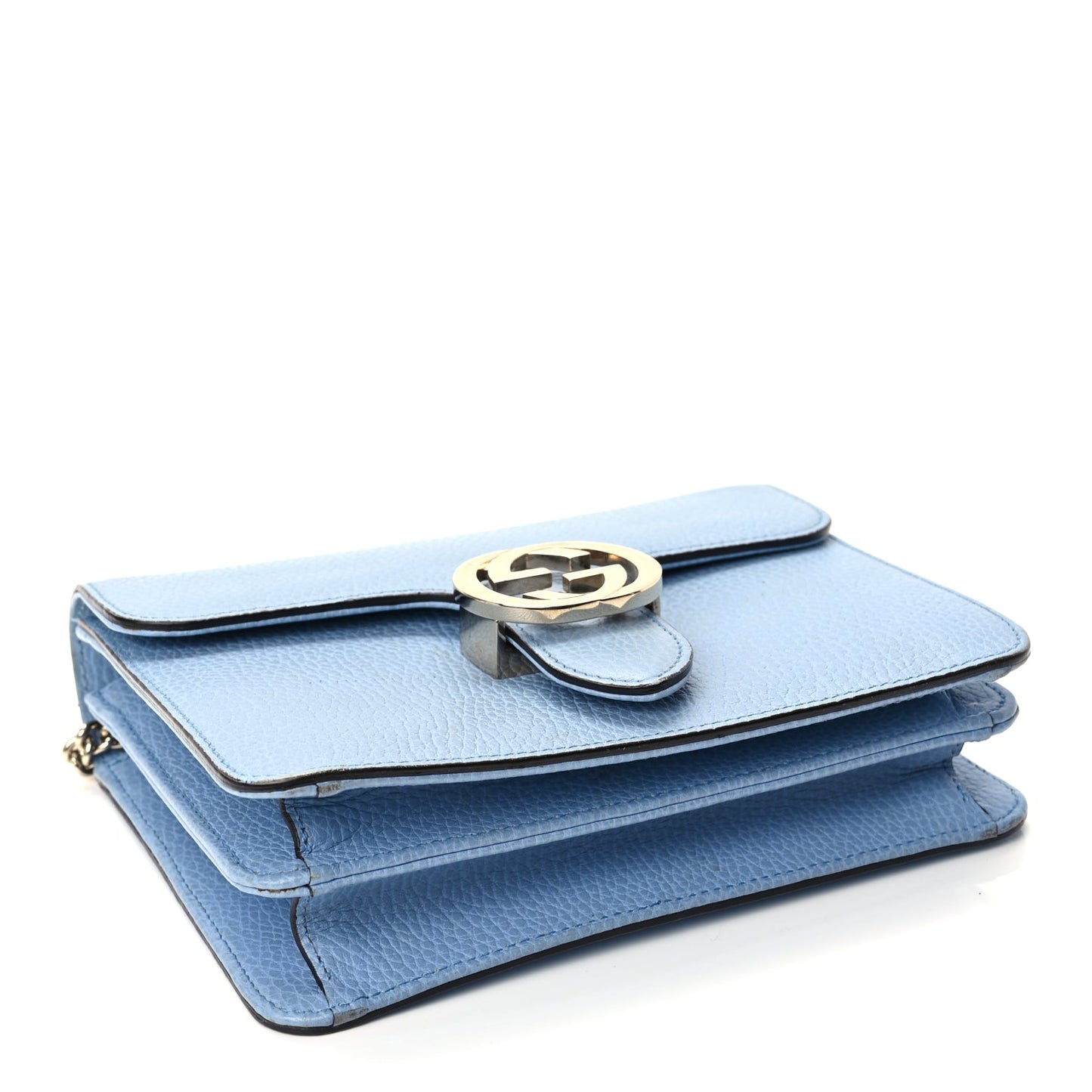Gucci Dollar Calfskin Small Interlocking G Shoulder Bag Mineral Blue