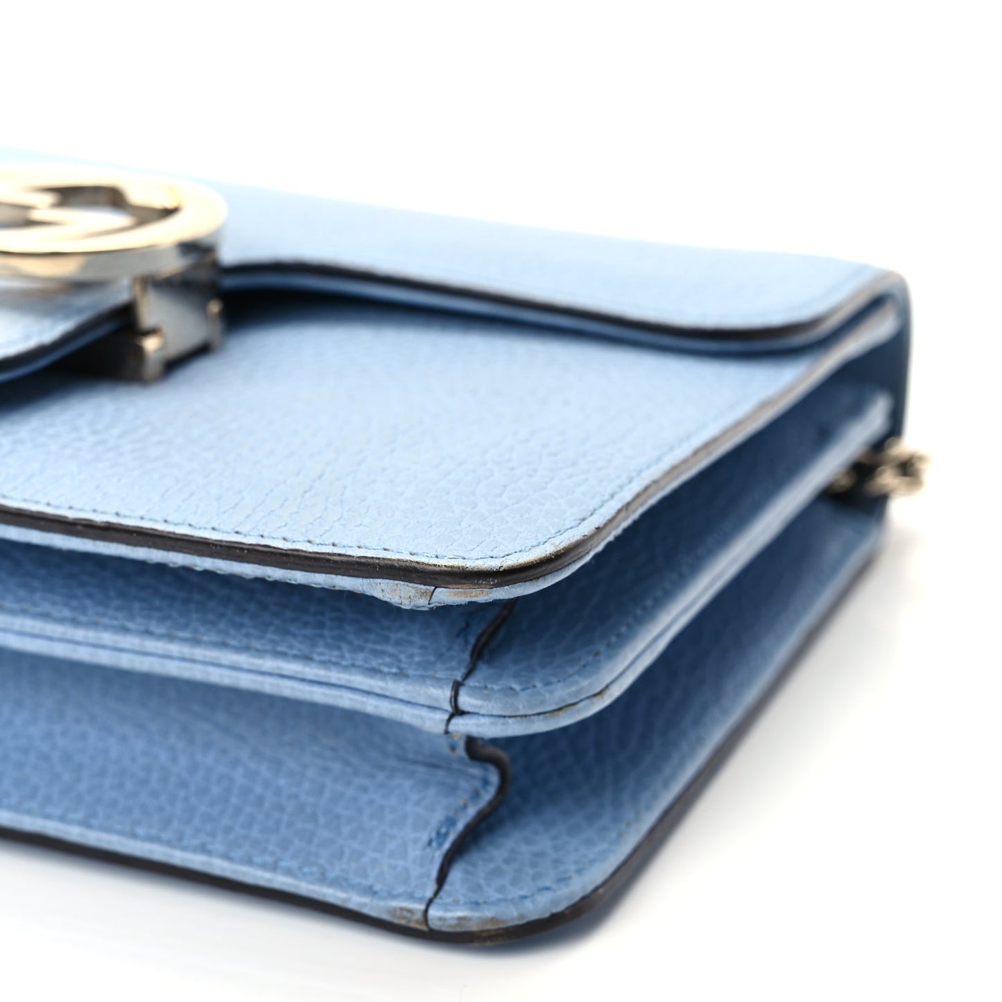 Gucci Dollar Calfskin Small Interlocking G Shoulder Bag Mineral Blue