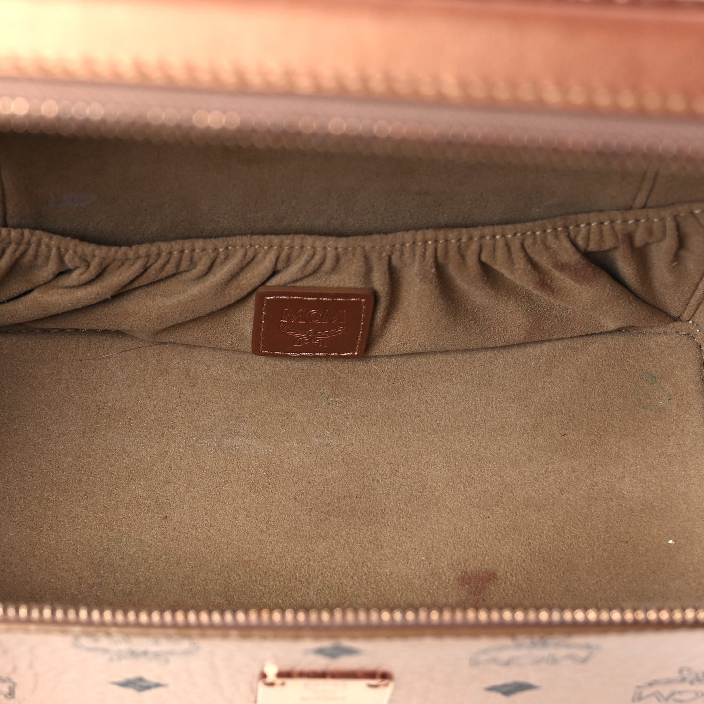 MCM Metallic Visetos Vanity Case Champagne Gold