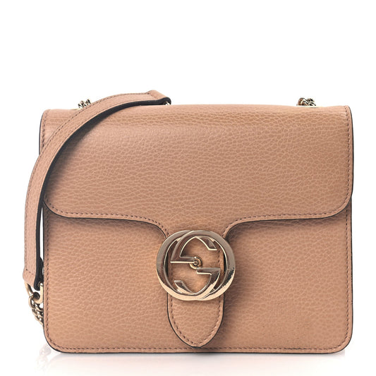 Gucci Dollar Calfskin Small Interlocking G Shoulder Bag Camelia