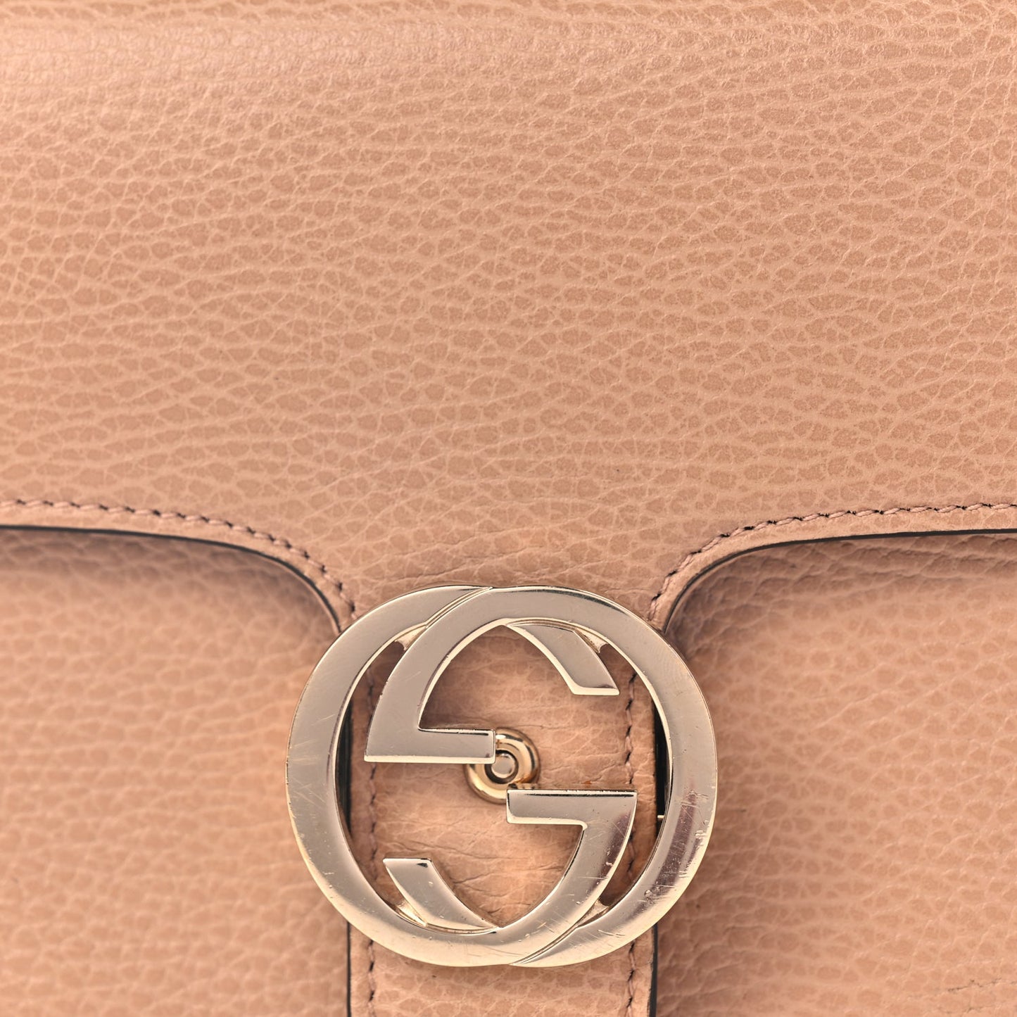 Gucci Dollar Calfskin Small Interlocking G Shoulder Bag Camelia