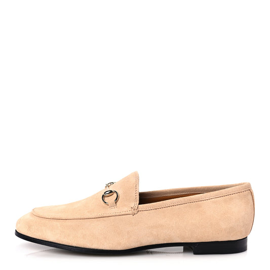 Gucci Suede Horsebit Womens Jordaan Loafers 39 Pink Sand