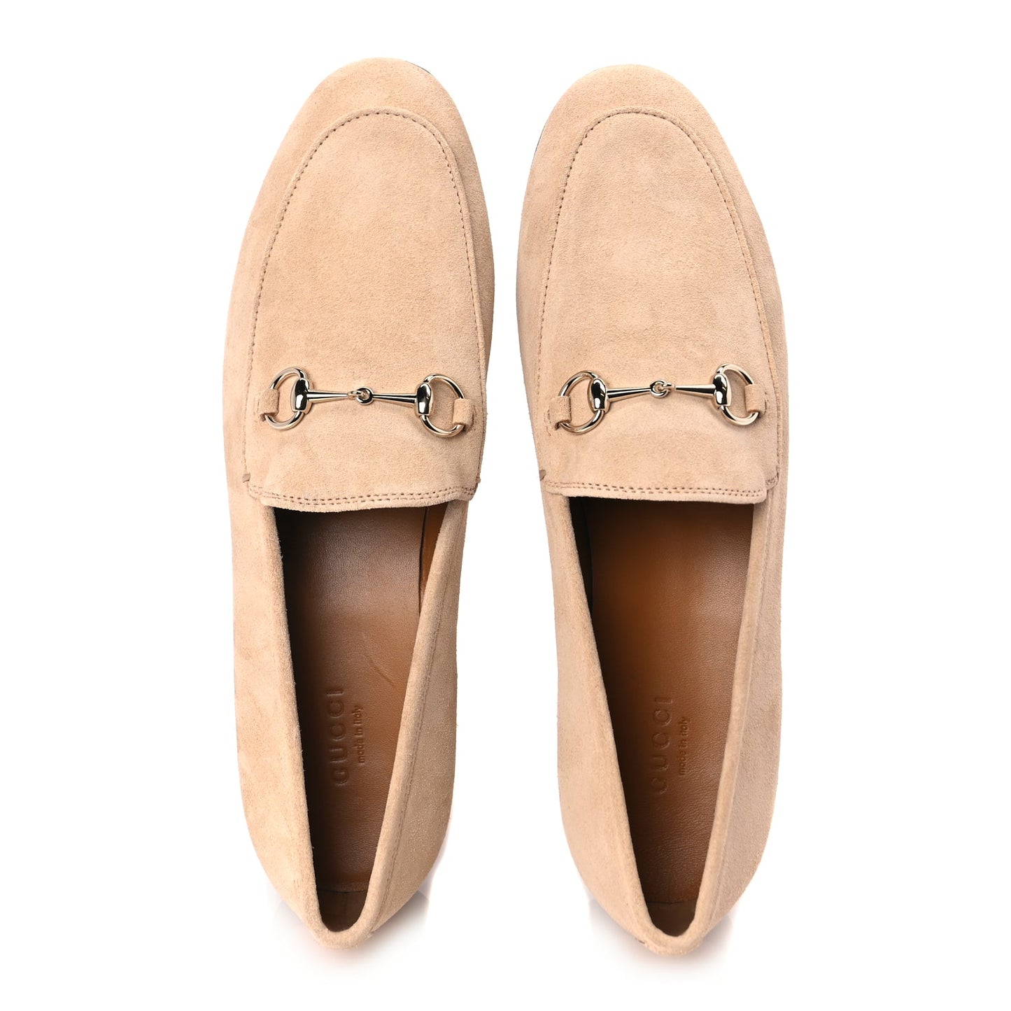 Gucci Suede Horsebit Womens Jordaan Loafers 39 Pink Sand