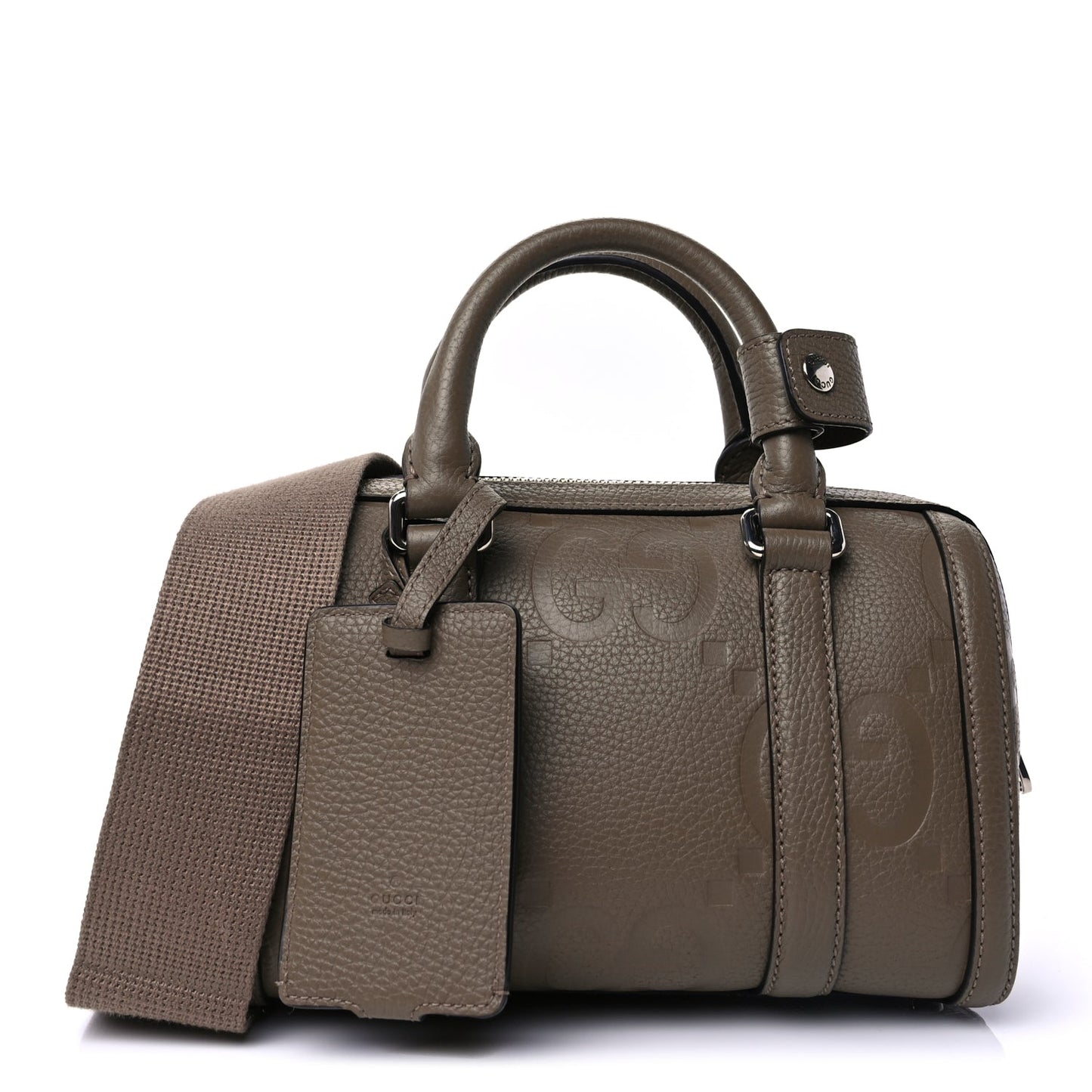 Gucci Piuma Calfskin Jumbo GG Embossed Mini Duffle Bag Good Taupe