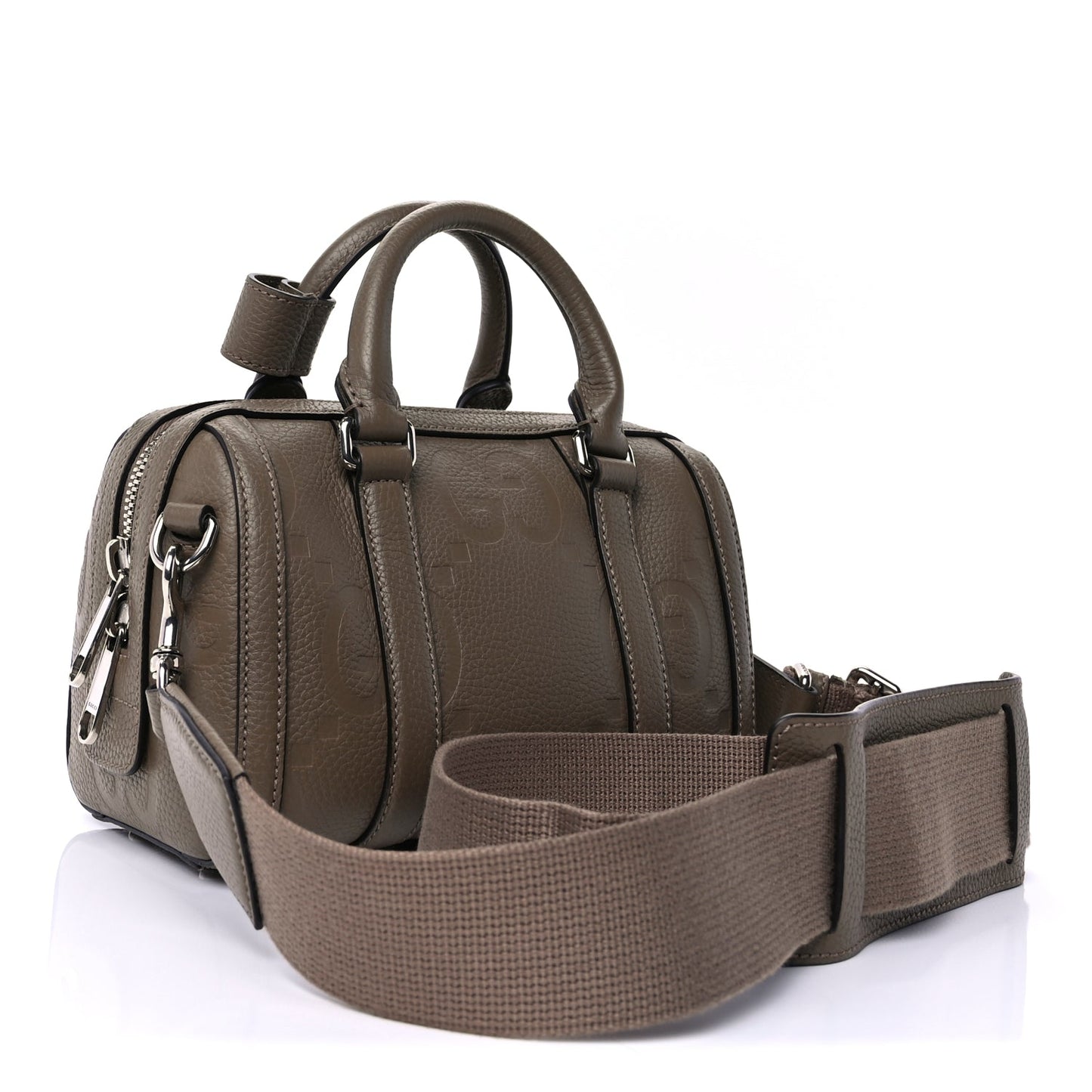 Gucci Piuma Calfskin Jumbo GG Embossed Mini Duffle Bag Good Taupe