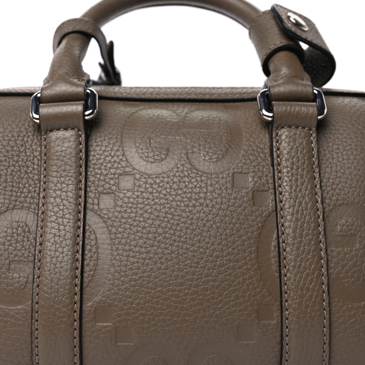 Gucci Piuma Calfskin Jumbo GG Embossed Mini Duffle Bag Good Taupe