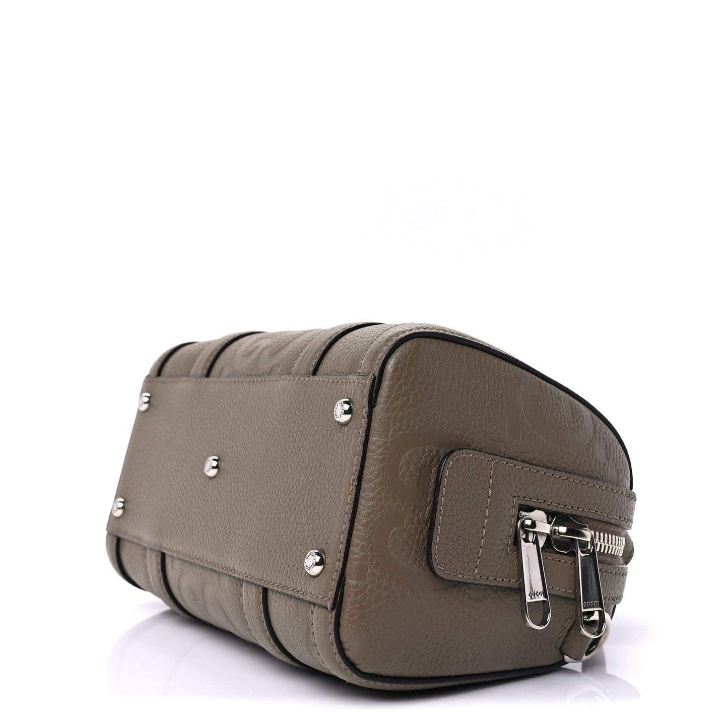 Gucci Piuma Calfskin Jumbo GG Embossed Mini Duffle Bag Good Taupe