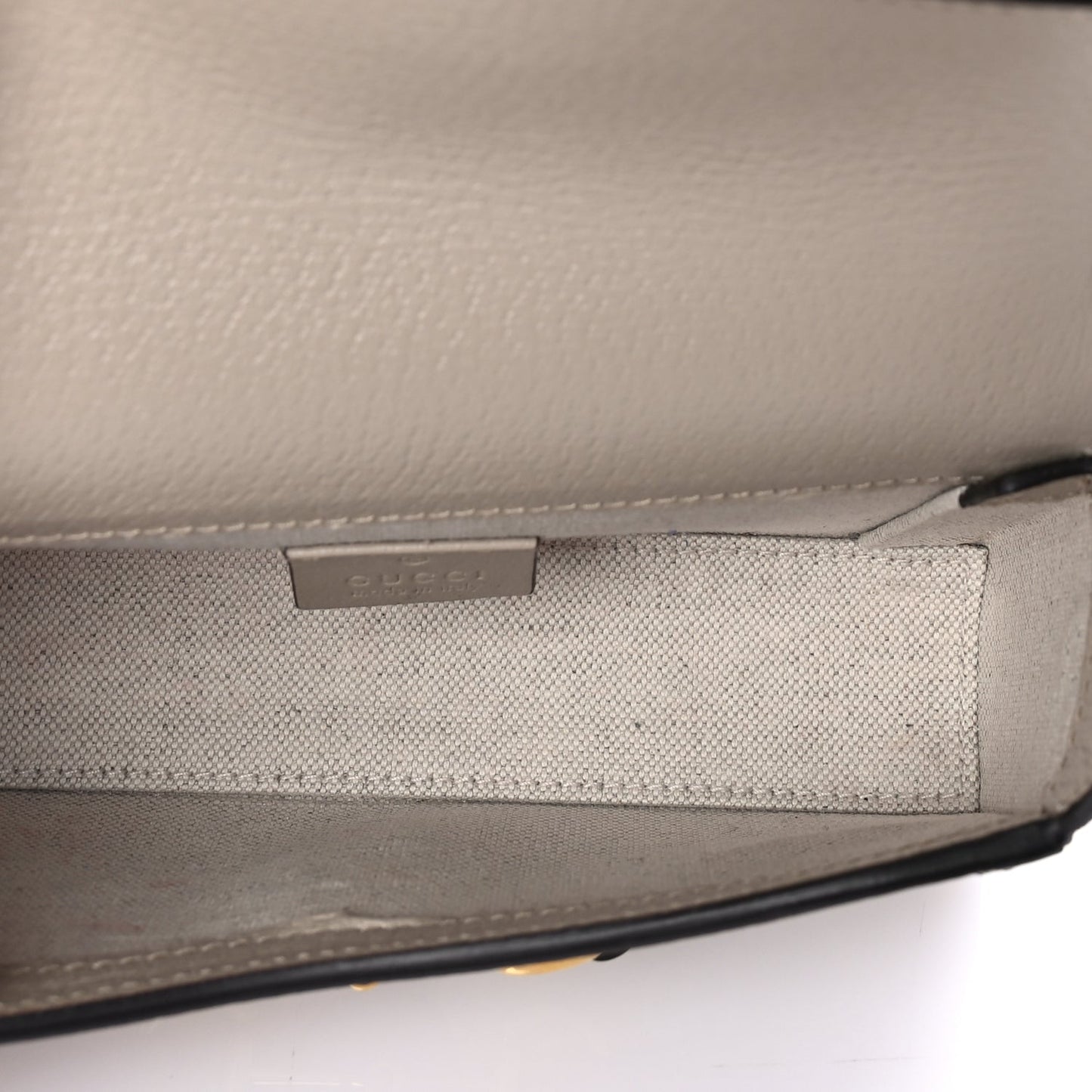 Gucci GG Supreme Monogram Textured Dollar Calfskin Mini Horsebit 1955 Shoulder Bag Beige Mystic White Oatmeal