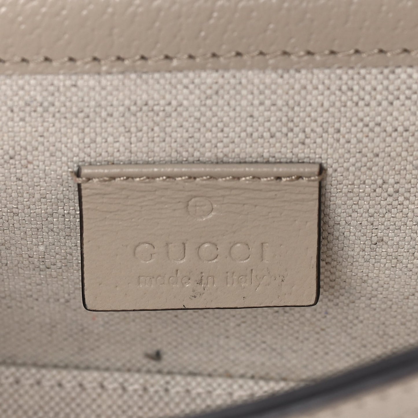 Gucci GG Supreme Monogram Textured Dollar Calfskin Mini Horsebit 1955 Shoulder Bag Beige Mystic White Oatmeal