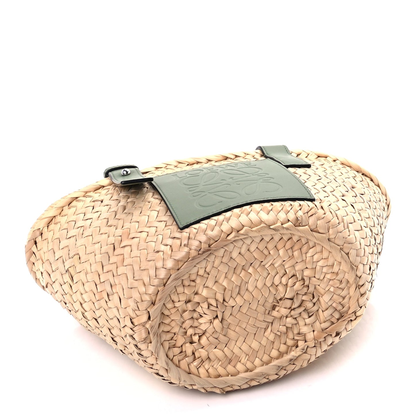 Loewe Raffia Small Basket Tote Bag Natural Green